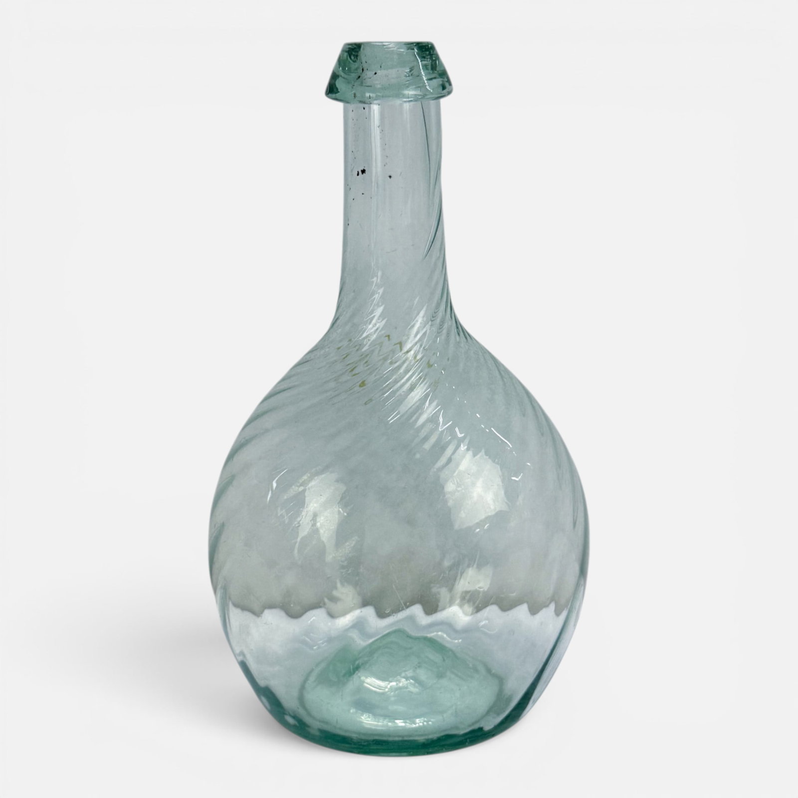 Antique Green Swirled Calabash Free Blown Glass Bottle w/Applied Lip: For shipping, we highly recommend Donald Camden at UPS Store 4608. Alternatively, reach out to one of our preferred shippers listed at the link below or elect for LiveShipping in the checkout screen. 