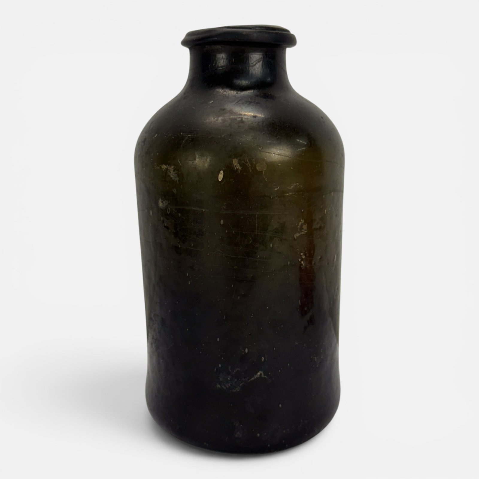 Antique Dark Green Glass Big Mouth Slope Shouldered Free Blown Utility Bottle (1 of 7)
