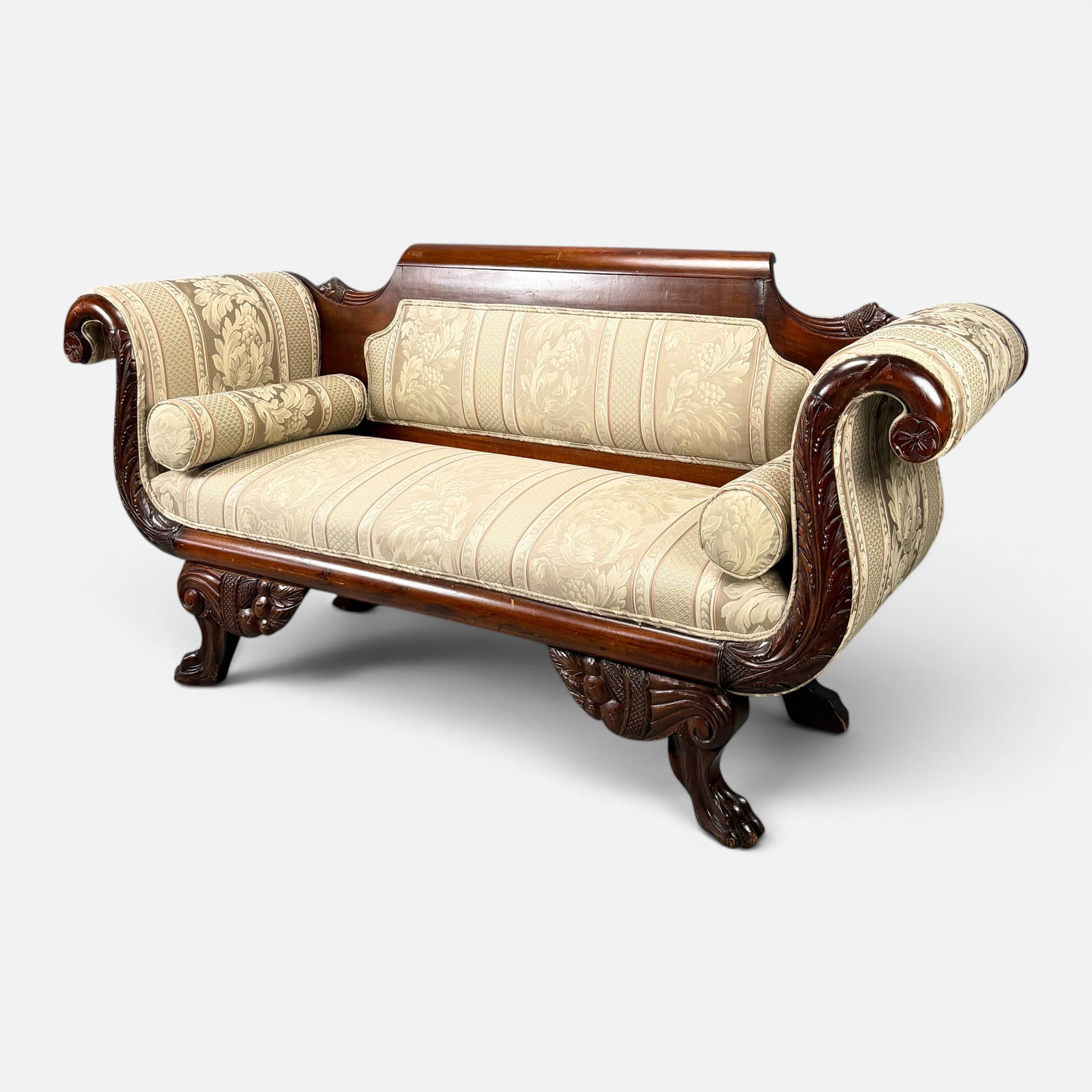 Antique American Empire Classical Carved Mahogany Sofa (1 of 12)