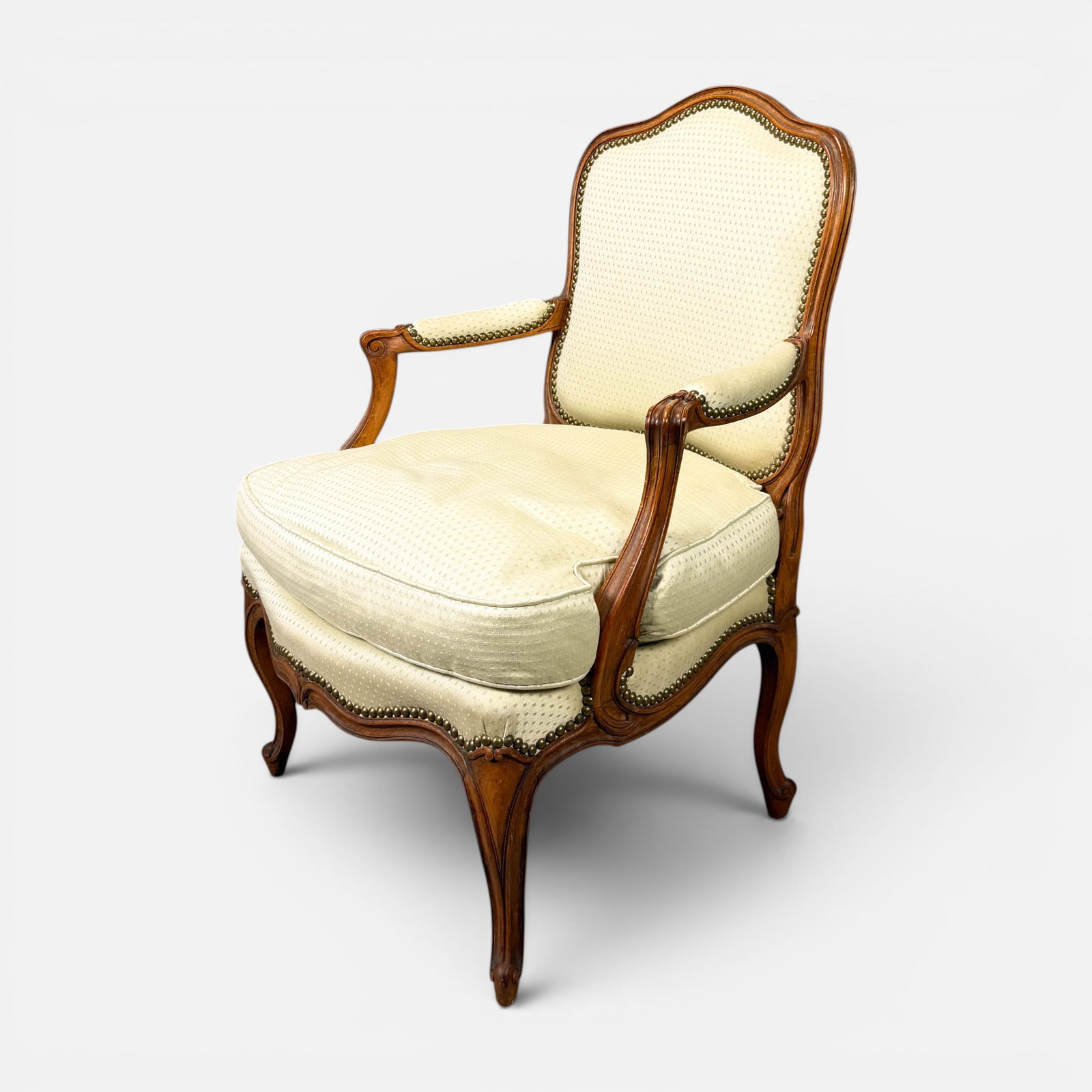 French Louis XV Style Fauteuil Armchair w/Down-Filled Upholstery (1 of 6)