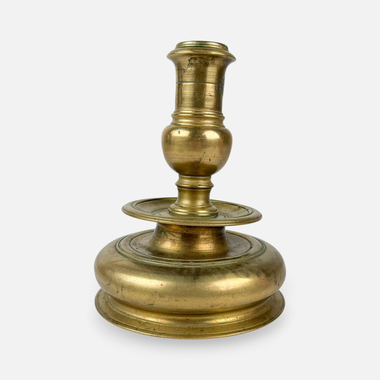 Antique 17thC Continental Brass Capstan Candlestick (1 of 7)