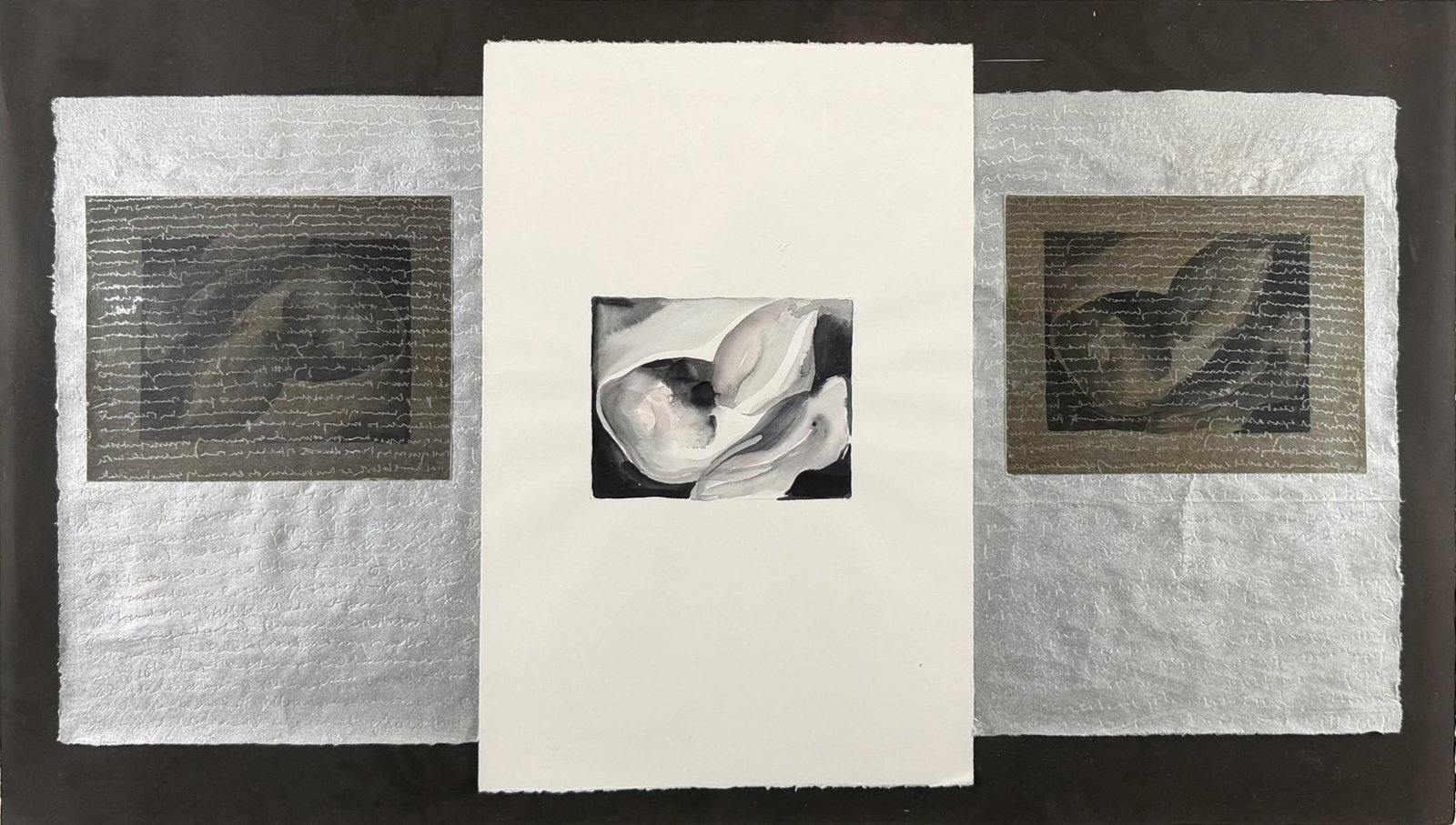 Mary Heebner "Wellspring #2" Mixed Media on Paper Painting: Mary Heebner (American, b. 1951), Indigo Sketches: Askoi, 1992, mixed media on paper. Very good condition, with minor scuffs and scratches to plexi. For shipping, we highly recommend Donald Camden at