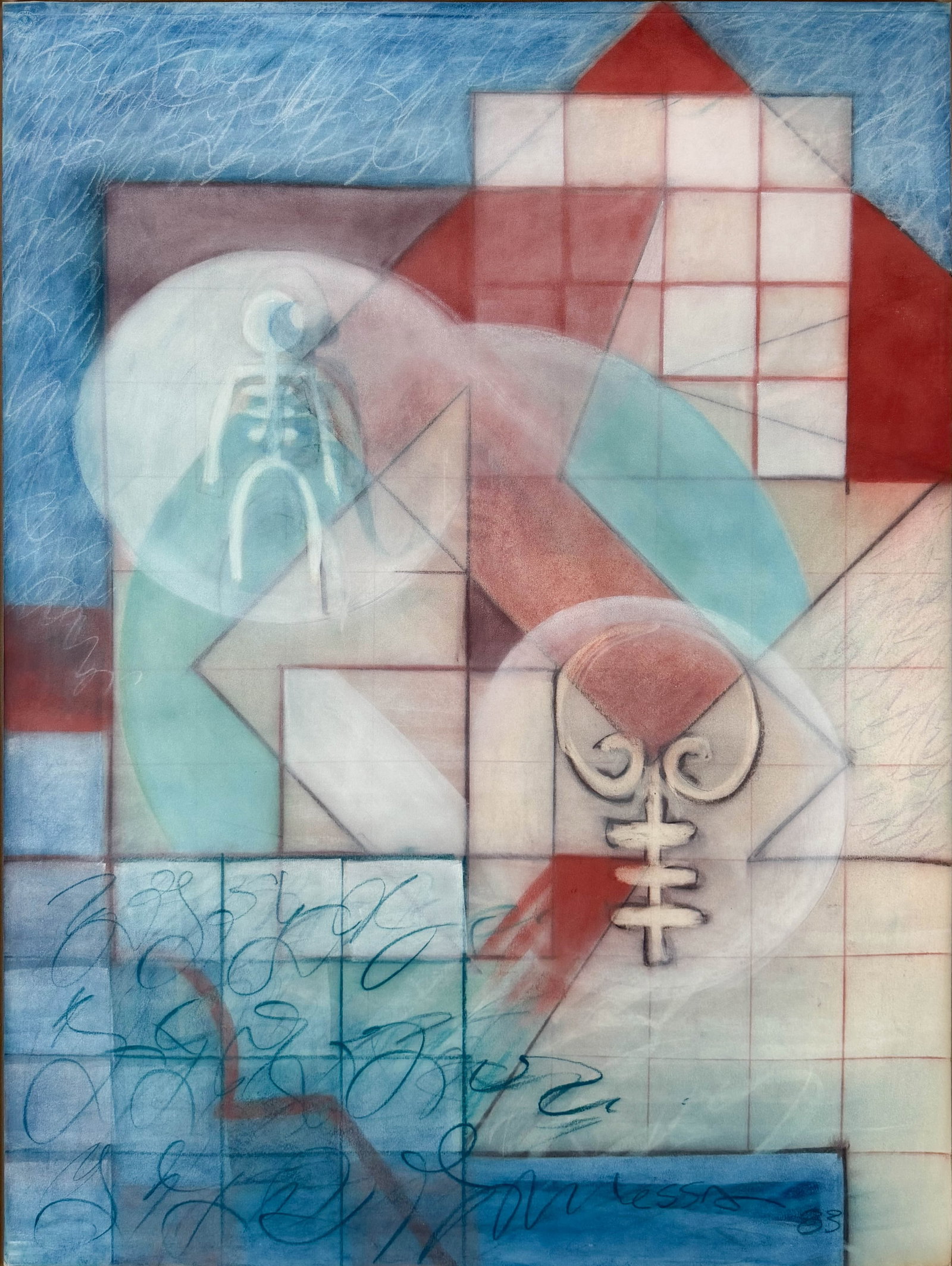 Frank Messa 1983 Pastel on Paper #1: Frank Messa (American, contemporary), 1983, pastel on paper. Signed and dated lower right. Excellent condition as shown. Approx. sheet size 39 3/4" x 29 3/4". For shipping, we highly recommend Donald 