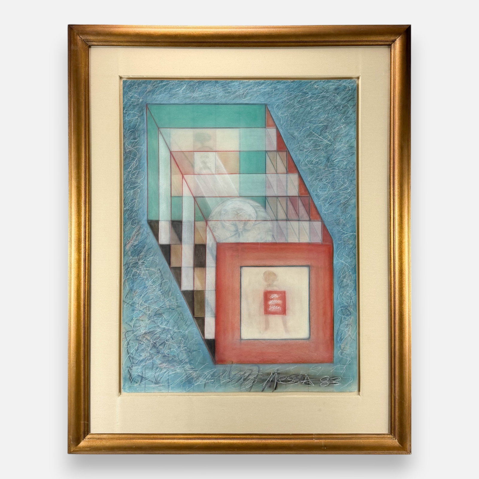 Frank Messa 1983 Pastel on Paper #2: Frank Messa (American, contemporary), 1983, pastel on paper. Signed and dated lower right. Approx. sheet size 39 1/4" x 29 1/2". For shipping, we highly recommend Donald Camden at UPS Store 4608. Alte