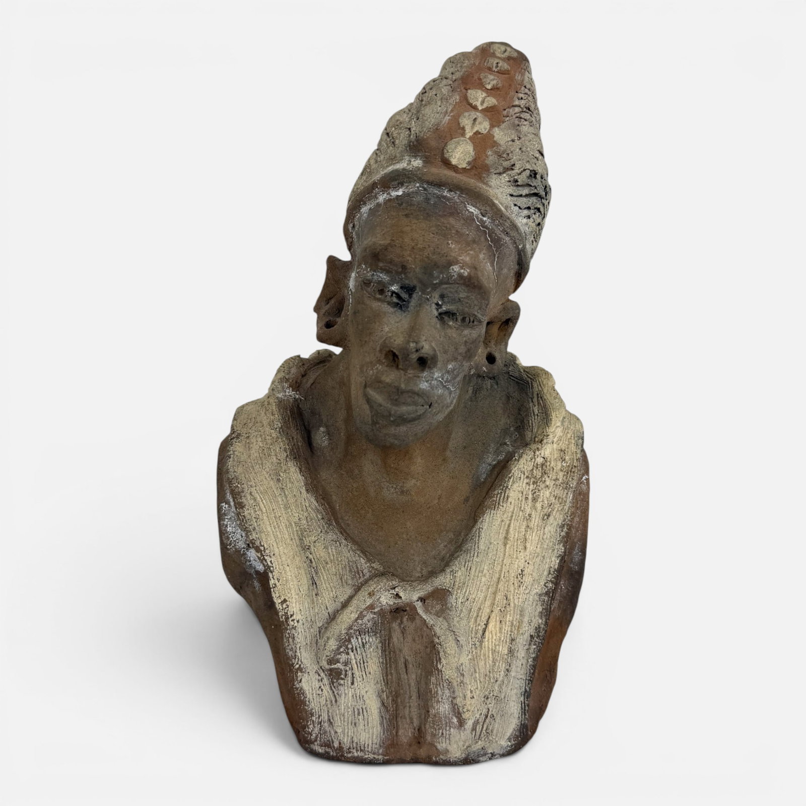 M.A. Artist Signed African Tribal Art Pottery Bust Sculpture: Signed "M.A." as shown. For shipping, we highly recommend Donald Camden at UPS Store 4608. Alternatively, reach out to one of our preferred shippers listed at the link below or elect for LiveShipping