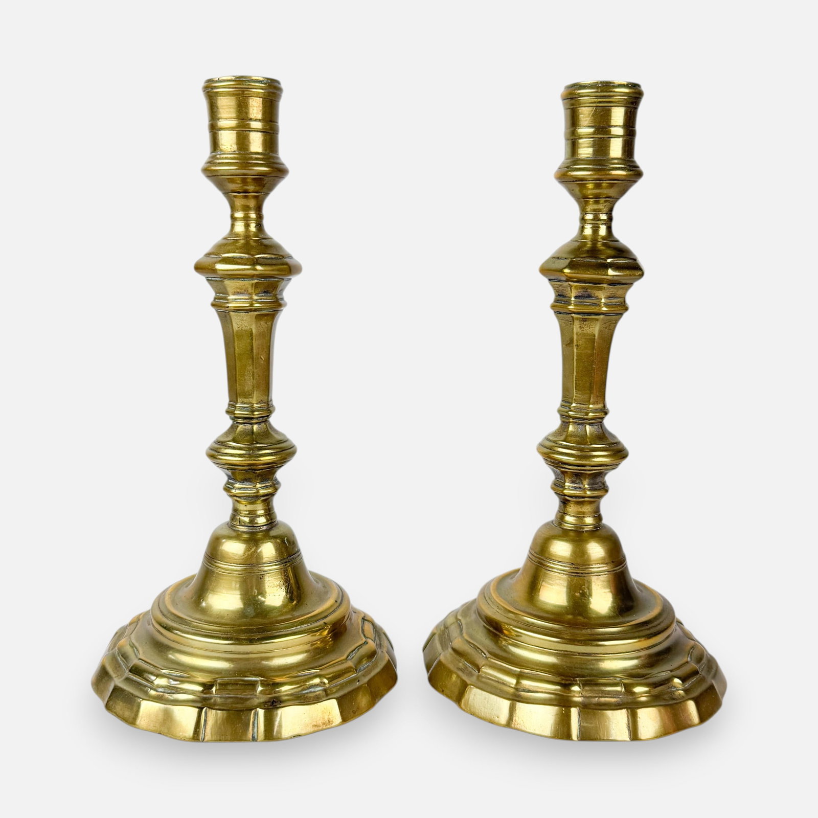 Pair Antique French Brass Candlesticks (1 of 6)