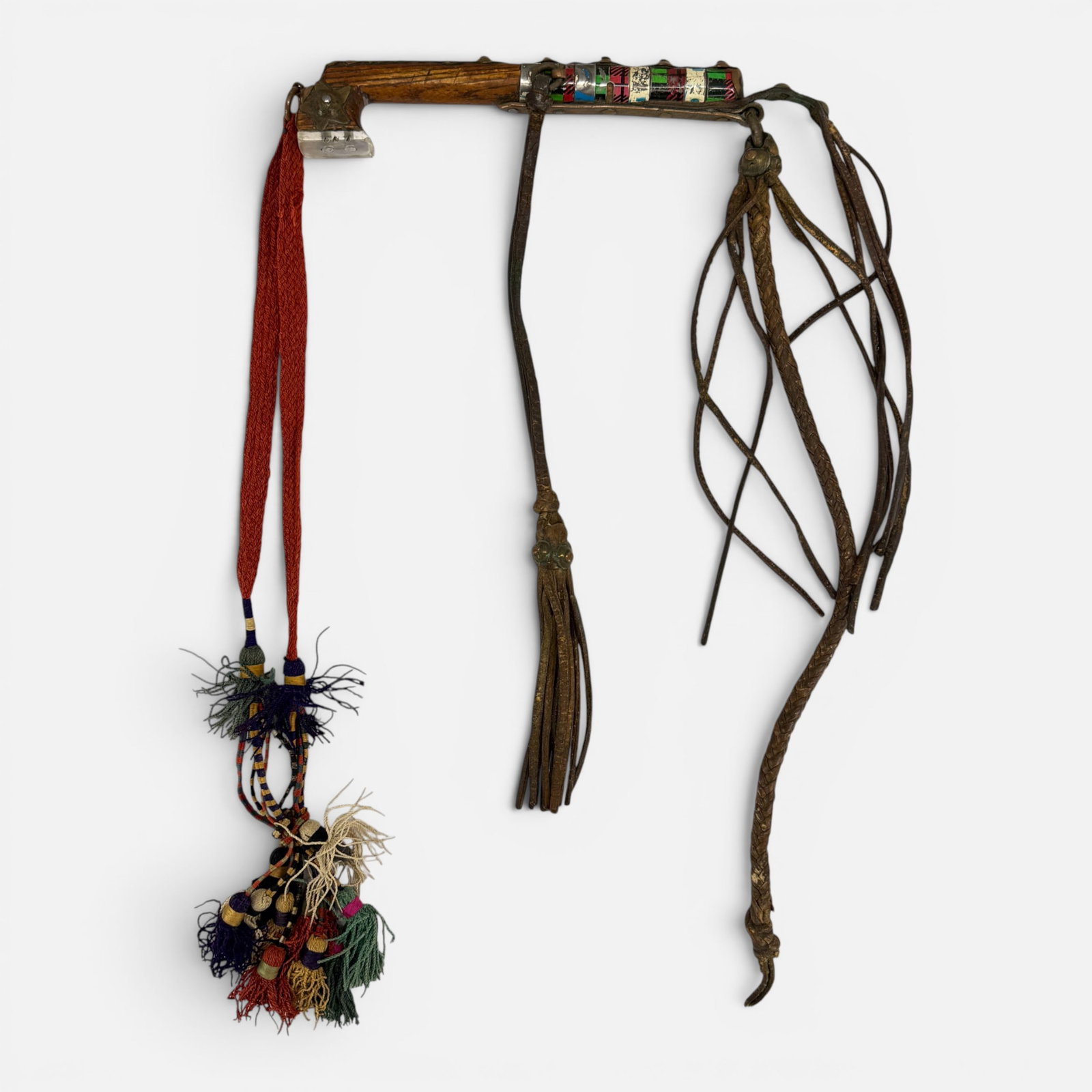 Old Tribal Copper, Aluminum, Leather, and Fabric Saddle Decoration w/Tassels (1 of 13)