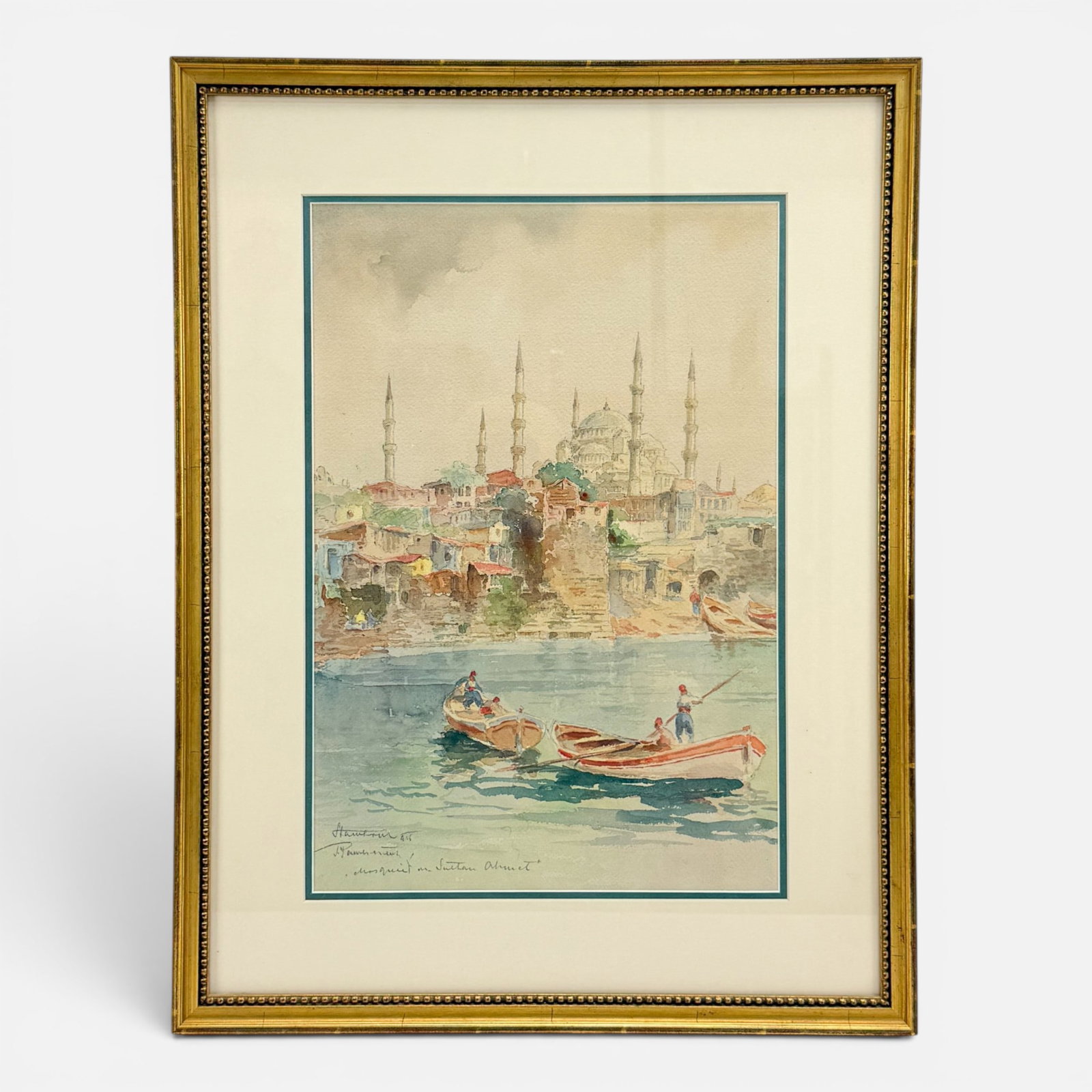 Joseph Pavlekevitch "Sultan Ahmet Mosque" Orientalist Watercolor Painting: Joseph Pavlekevitch / Jozef Pawlikiewicz (Polish, 1894-1930), watercolor on paper. Pencil signed and titled(?) lower left. Approx. sight size 16" x 11". Framed, matted, and sealed. Unexamined out of f