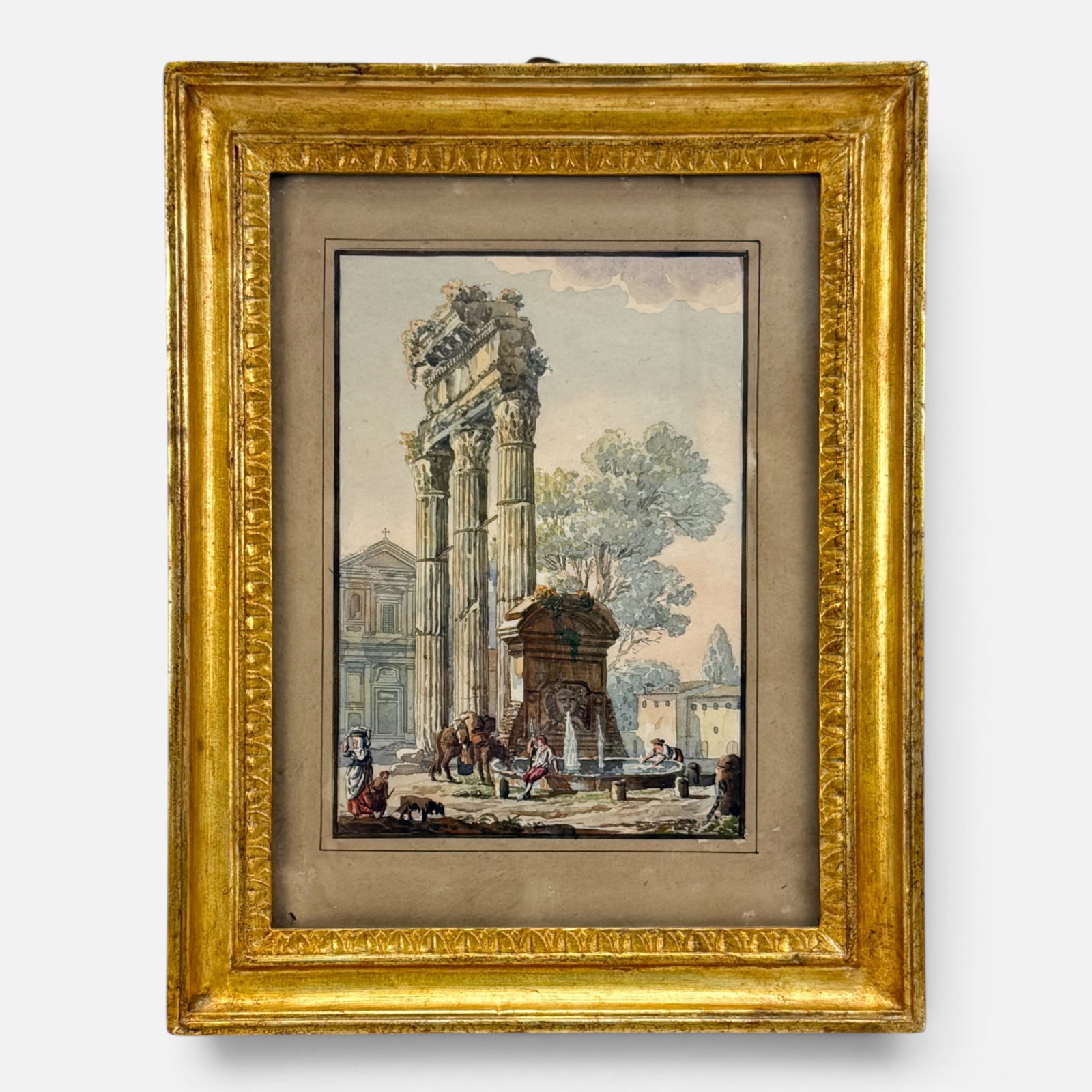 Angelo Uggeri (After) Antique 18thC Watercolor Painting of Roman Ruin #1 (1 of 9)