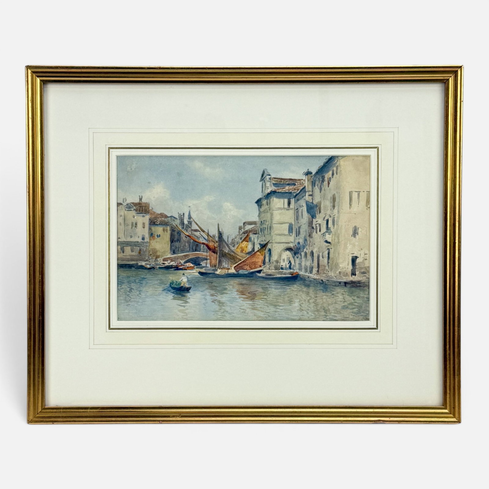 Lry Dury 1907 Venetian Canal Watercolor Painting: Illegibly singed lower right. Good age-appropriate sight condition. Framed, matted, and sealed. Unexamined out of frame.Approx. sight size 6 3/4" x 10 1/4". For shipping, we highly recommend Donald Ca