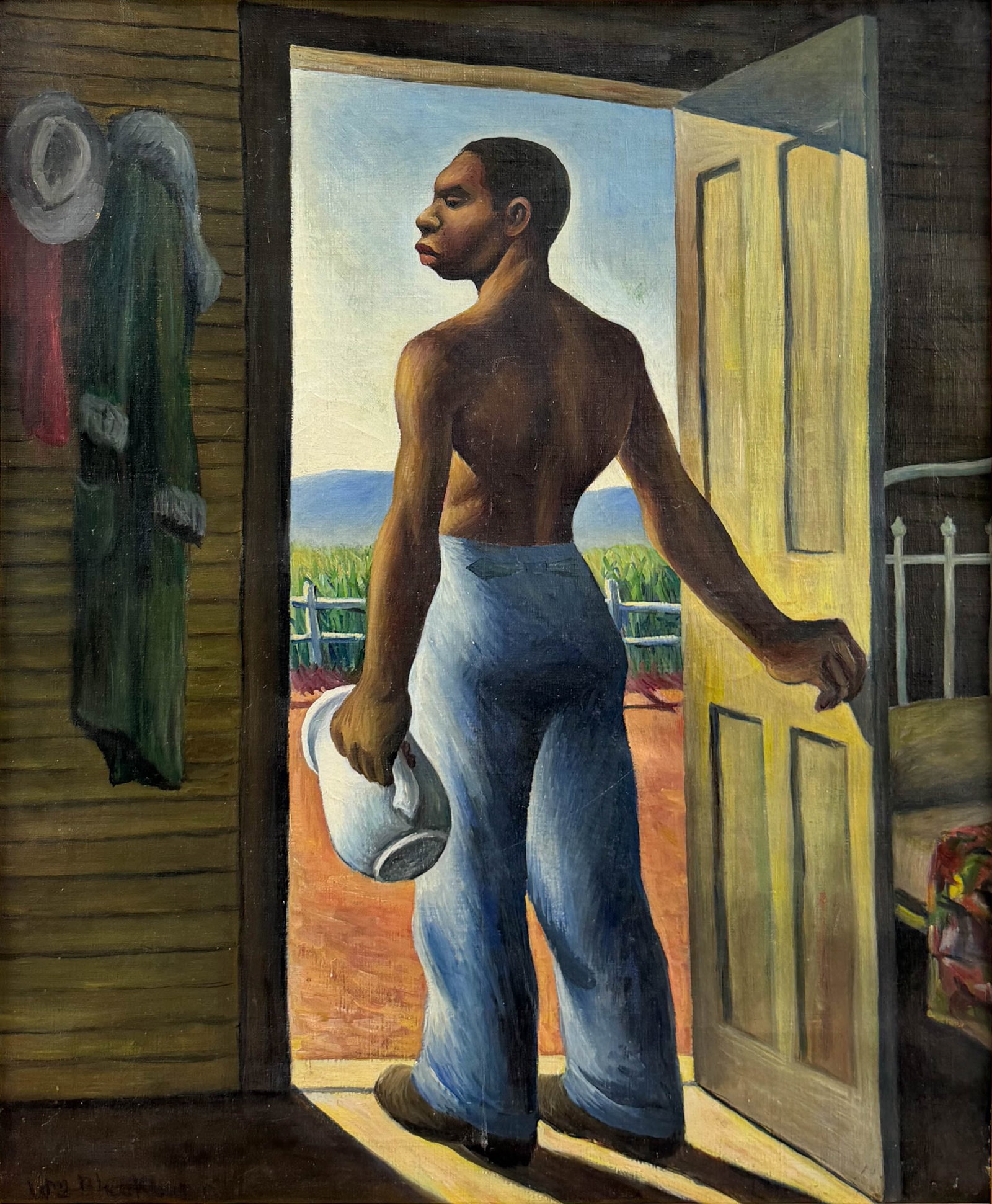 William Thomas Blackburn Oil on Canvas Painting: William Thomas Blackburn (American, 1908-1993). Ca. 1940s. Signed lower left. Approx. sight size 23 1/2" x 19". For shipping, we highly recommend Donald Camden at UPS Store 4608. Alternatively, reach 