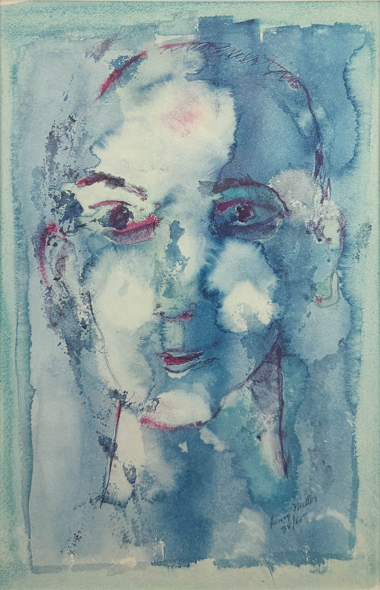 Henry Miller "Blue Face" Serigraph Print (1 of 5)