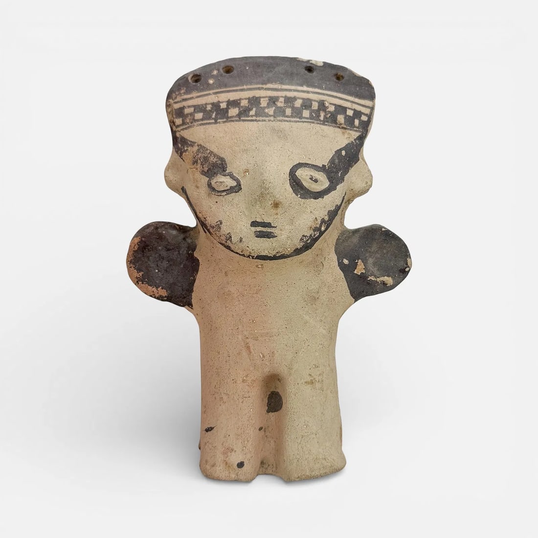 Pre-Columbian Peruvian Chancay Painted Pottery Figure Effigy: Ca. 1000-1300 AD, Peru. Age-crack and pigment losses. For shipping, we highly recommend Donald Camden at UPS Store 4608. Alternatively, reach out to one of our preferred shippers listed at the link be