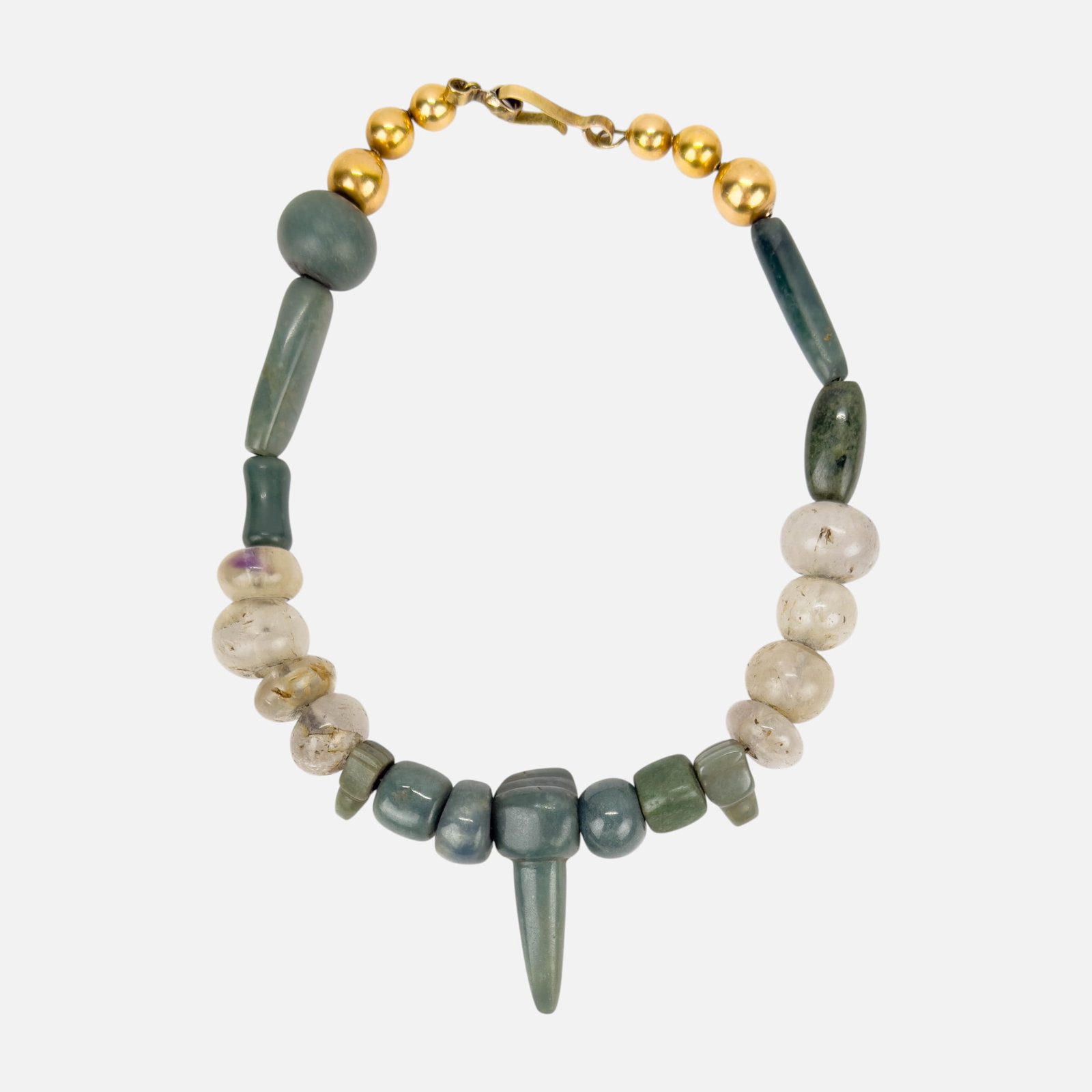 Carved Rock Crystal, Jade and Hardstone Statement Necklace w/14K Yellow Gold Beads & Cartier Clasp (1 of 12)