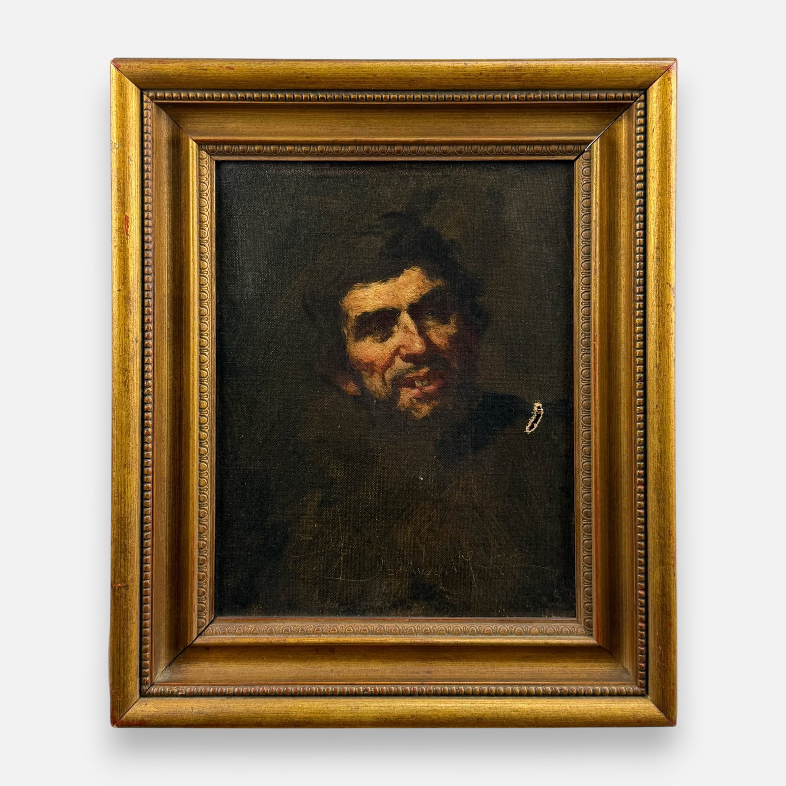 Eastman Johnson "Captain Coleman, Nantucket" Portrait Study Oil on Canvas Painting: Eastman Johnson (American, 1824-1906), Captain Coleman, Nantucket. Ca. late 19thC. Displays an unusual incised signature and date. Sitter identified as Zenas M. Coleman of Nantucket, Massachusetts (18