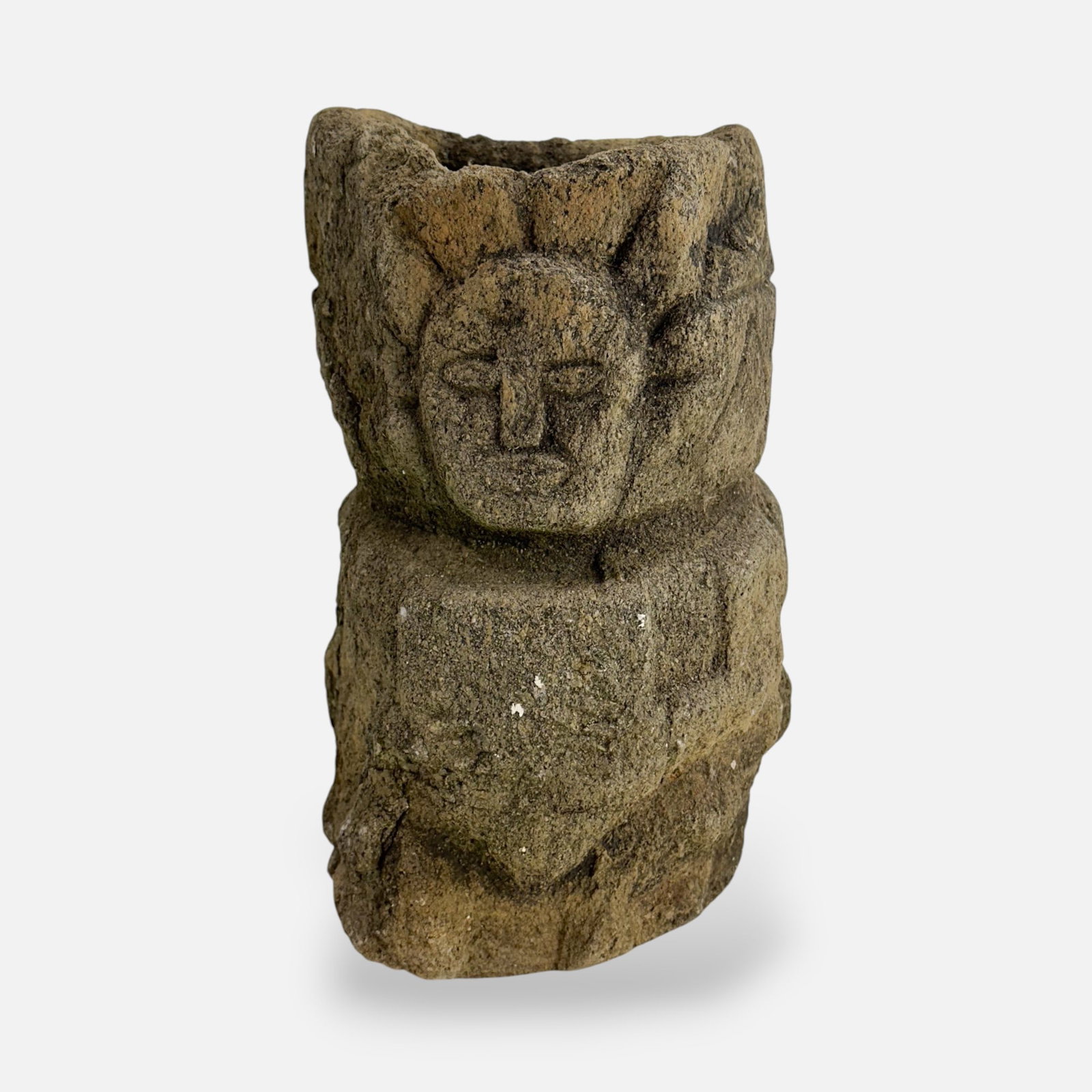 Aztec/Mayan Carved Stone Biomorphic Figural Bowl Sculpture: Ca. 15th-16thC. Very heavy. Good age-appropriate condition as shown. For shipping, we highly recommend Donald Camden at UPS Store 4608. Alternatively, reach out to one of our preferred shippers listed