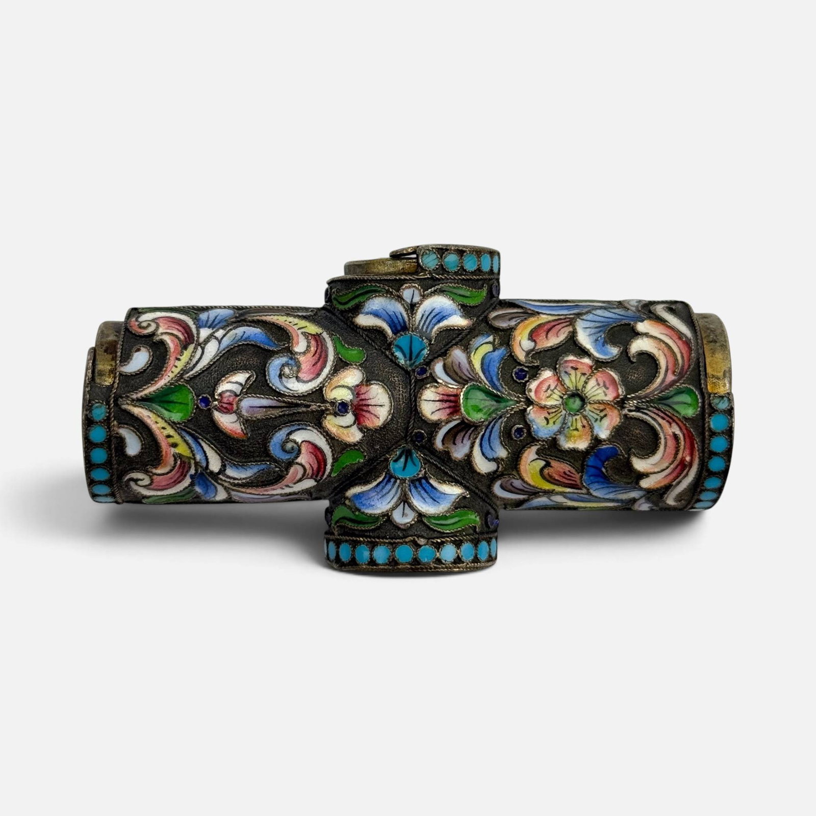 Antique Mikhail Zorin Russian Silver Cloisonne Enamel Coin Holder