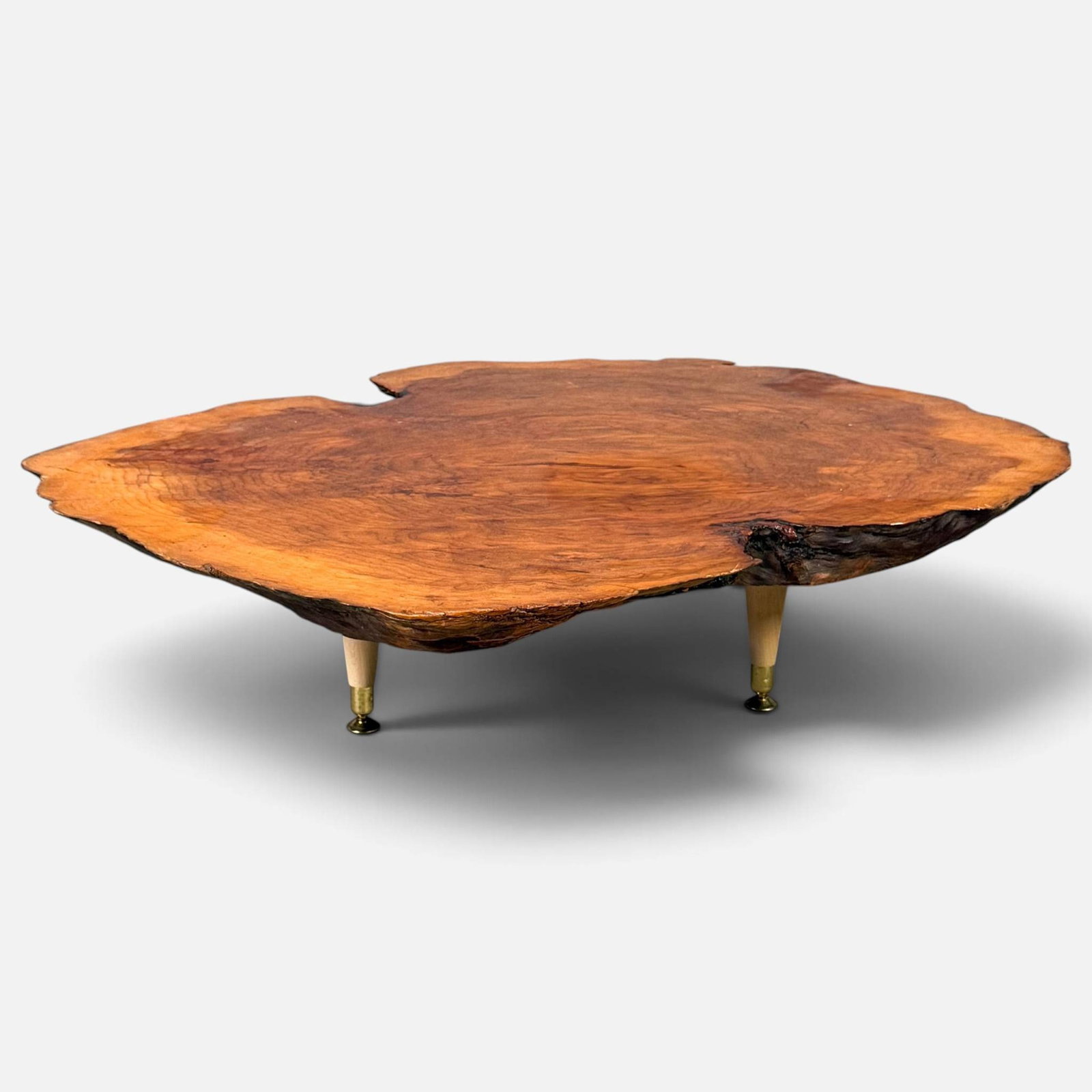 Signed Mid Century Modern Live Edge Low Coffee Table: Signed and dated 1961 as shown. For shipping, we highly recommend Donald Camden at UPS Store 4608. Alternatively, reach out to one of our preferred shippers listed at the link below or elect for LiveS