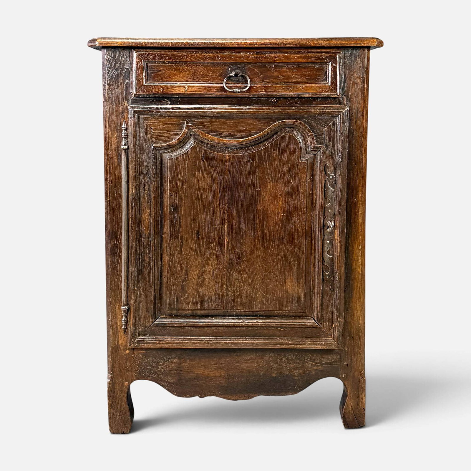 Antique 18thC Primitive French Provincial Dark Oak Stand: Ca. late 18thC. Very good, with age-appropriate surface wear. For shipping, we highly recommend Donald Camden at UPS Store 4608. Alternatively, reach out to one of our preferred shippers listed at