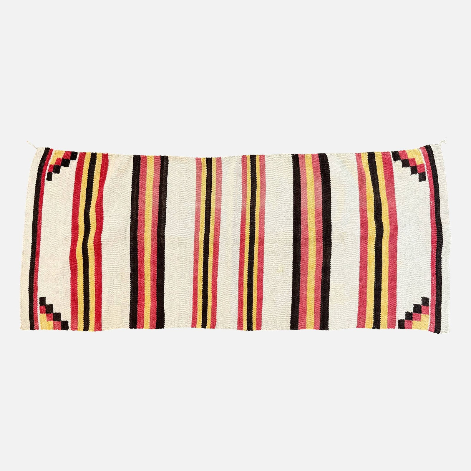 Native American Indian Navajo Saddle Blanket Rug: Ca. last half 20thC. See spots of discoloration. For shipping, we highly recommend Donald Camden at UPS Store 4608. Alternatively, reach out to one of our preferred shippers listed at the link below