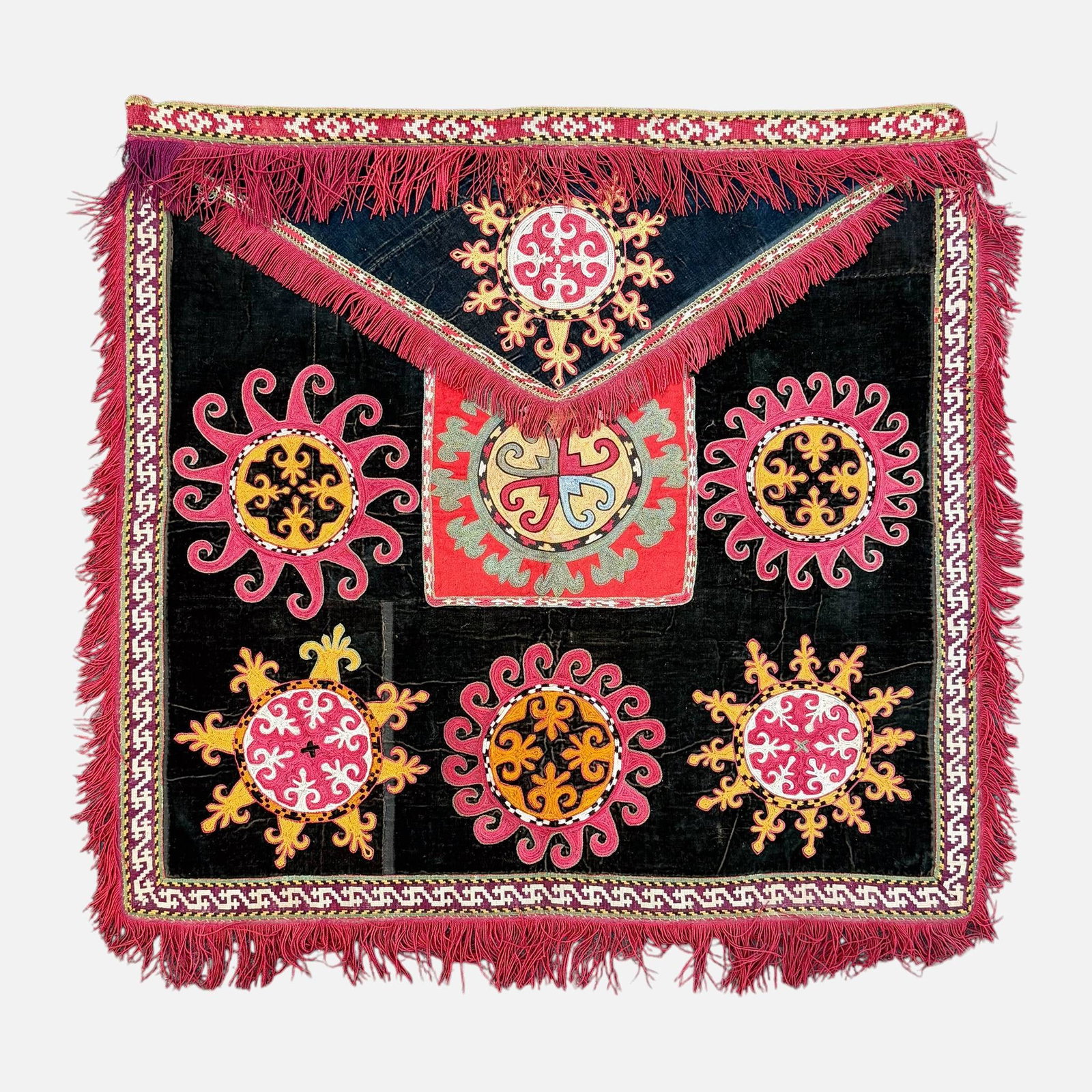 Antique 19thC Tribal Uzbek Embroidered Storage Bag Panel: Good, with age-appropriate wear, minor losses. For shipping, we highly recommend Donald Camden at UPS Store 4608. Alternatively, reach out to one of our preferred shippers listed at the link below or