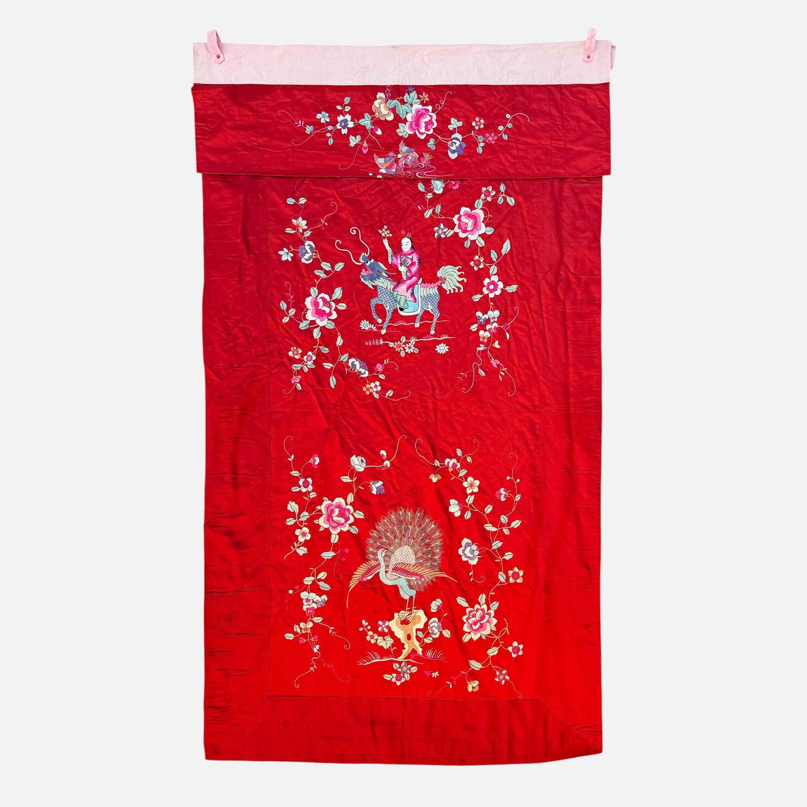 Chinese Silk Embroidery Wall Hanging Panel Antique Wedding Sheet for Marriage: Good as shown, see export stamp to verso. For shipping, we highly recommend Donald Camden at UPS Store 4608. Alternatively, reach out to one of our preferred shippers listed at the link below or
