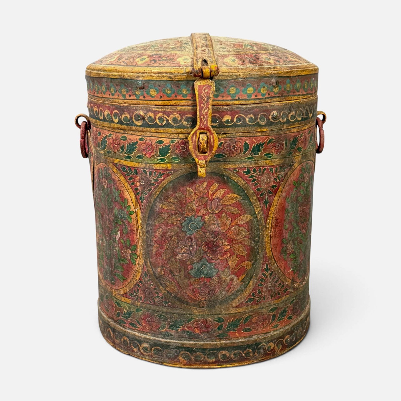 Old Indonesian Painted Metal Lidded Container (1 of 14)