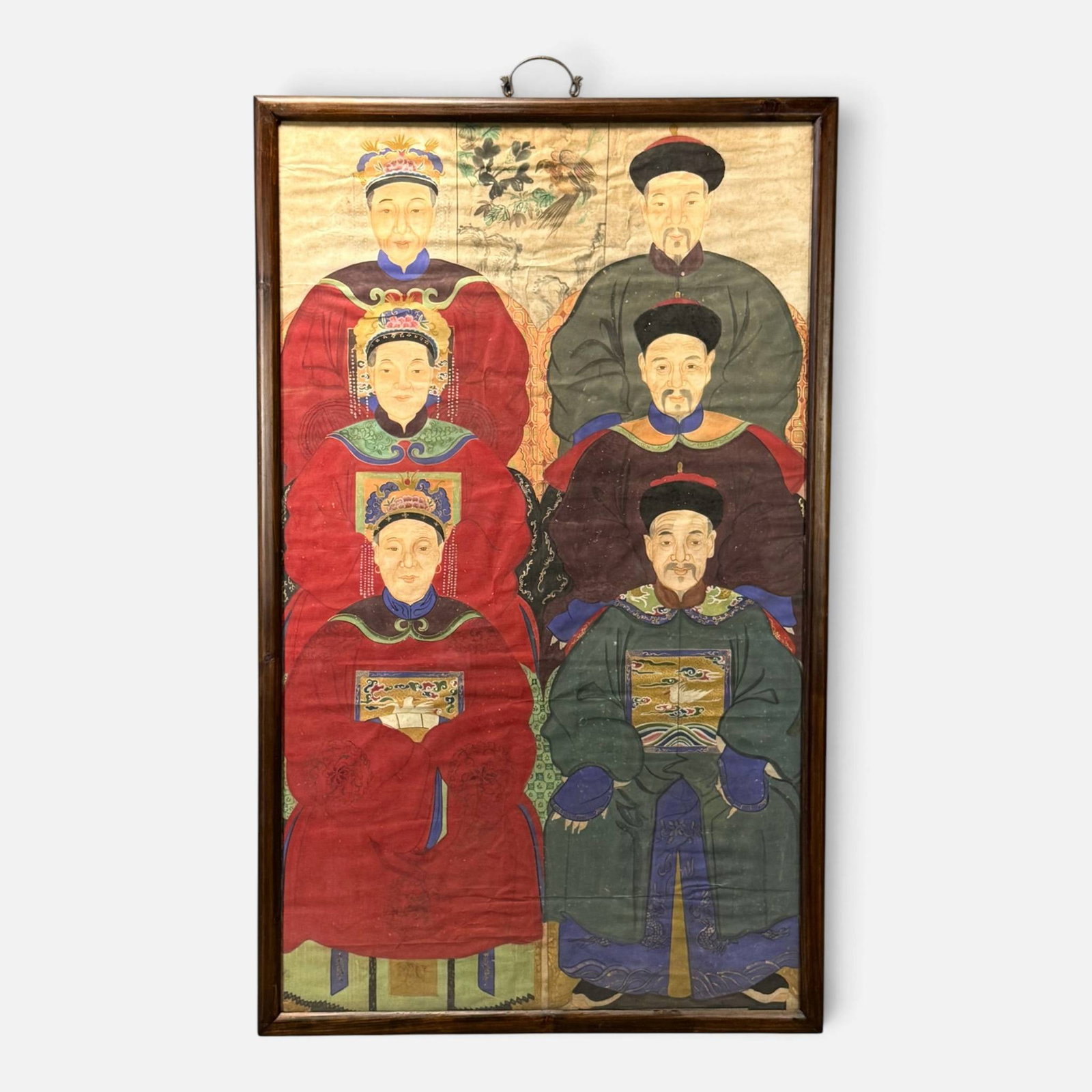 Antique 19thC Chinese Qing Six Ancestor Portrait Painting: Unexamined out of frame. Sight size 60 1/2" x 35 1/2". For shipping, we highly recommend Donald Camden at UPS Store 4608. Alternatively, reach out to one of our preferred shippers listed at the link b