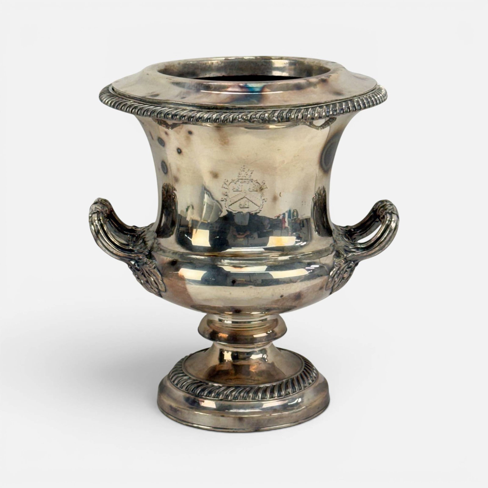 Antique Silver Plate Campana Urn Form Wine Cooler w/Engraved Crest (1 of 12)