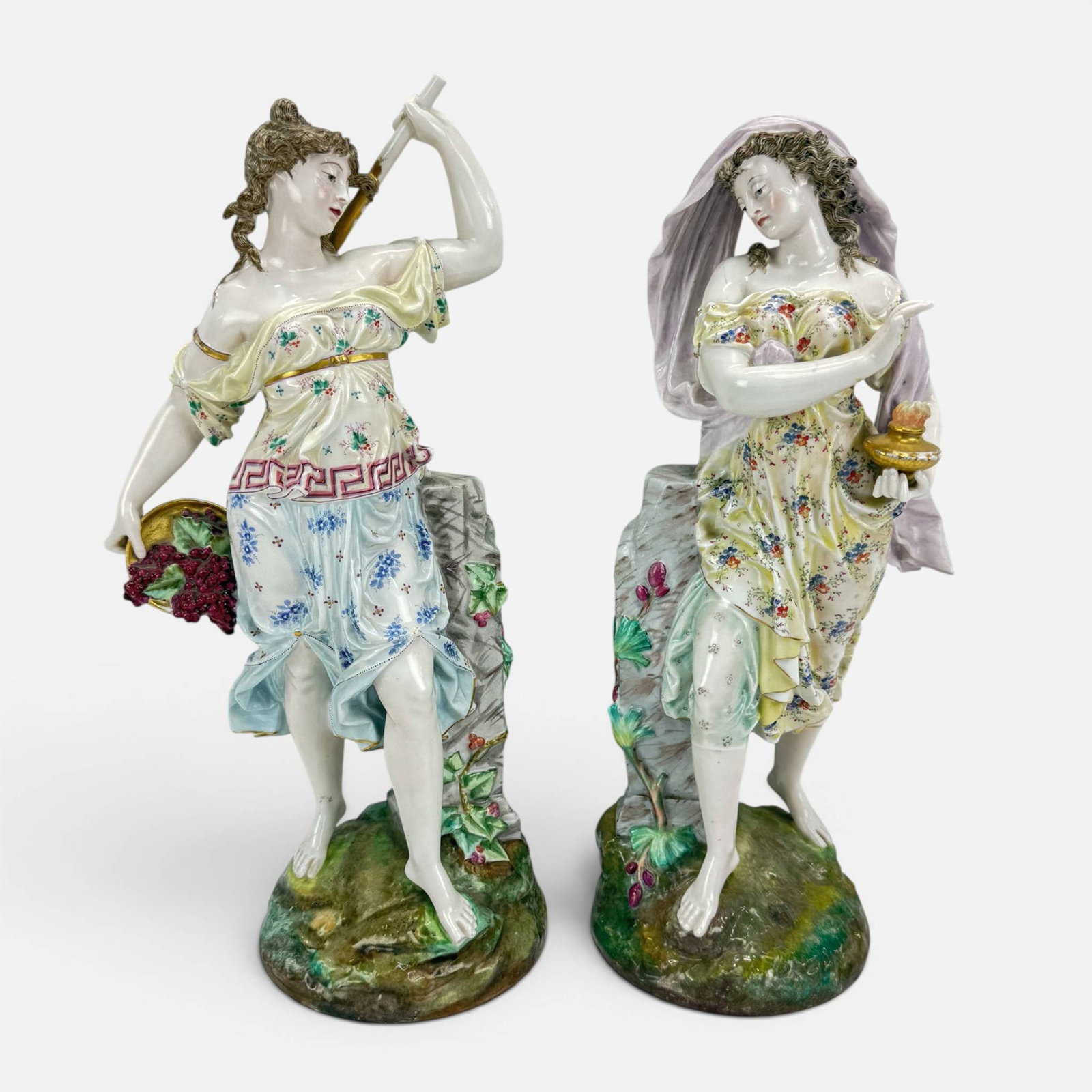 Two Antique Austrian Continental Porcelain Hand Painted Female Figurines (1 of 13)