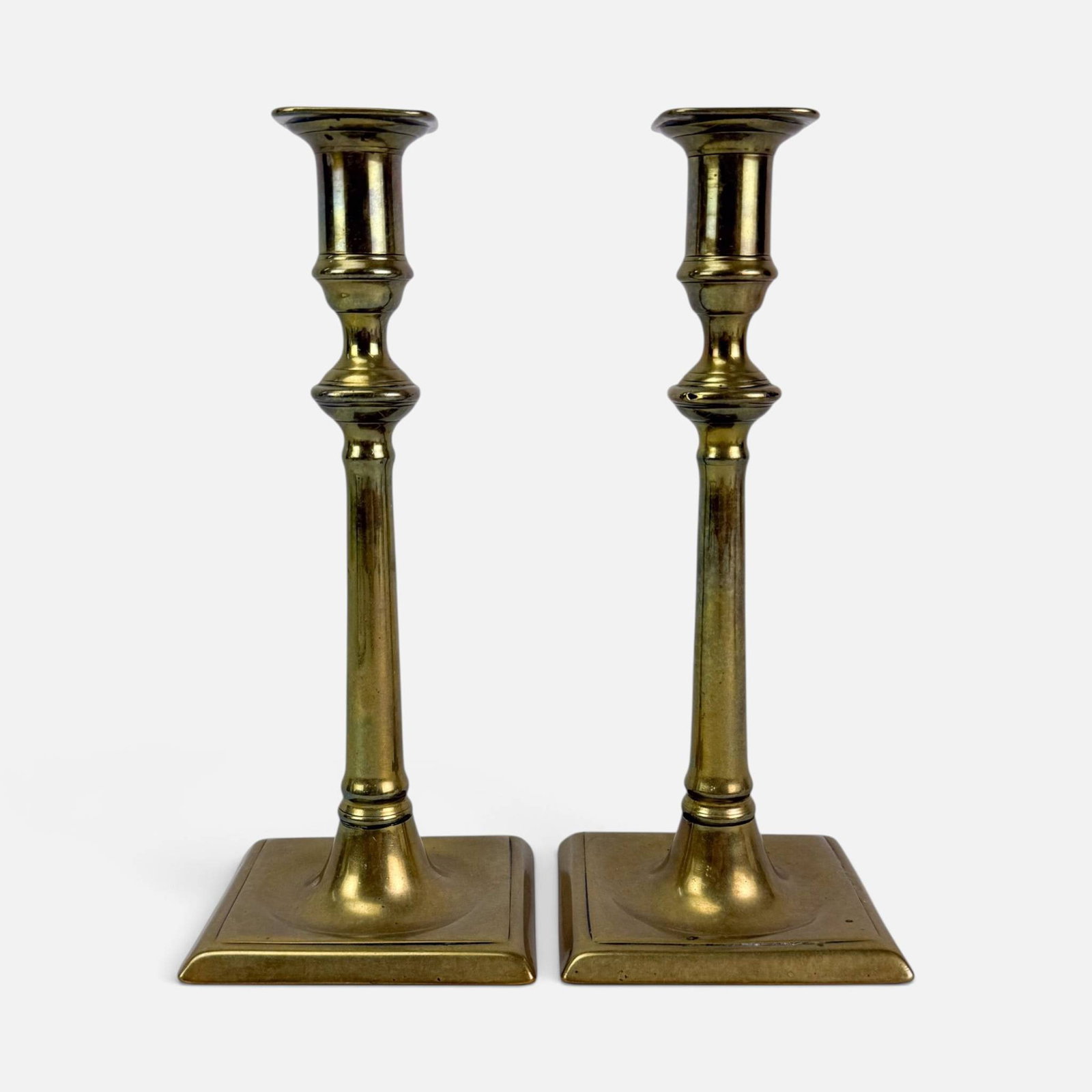Pair Antique 18thC Brass Candlesticks (1 of 8)