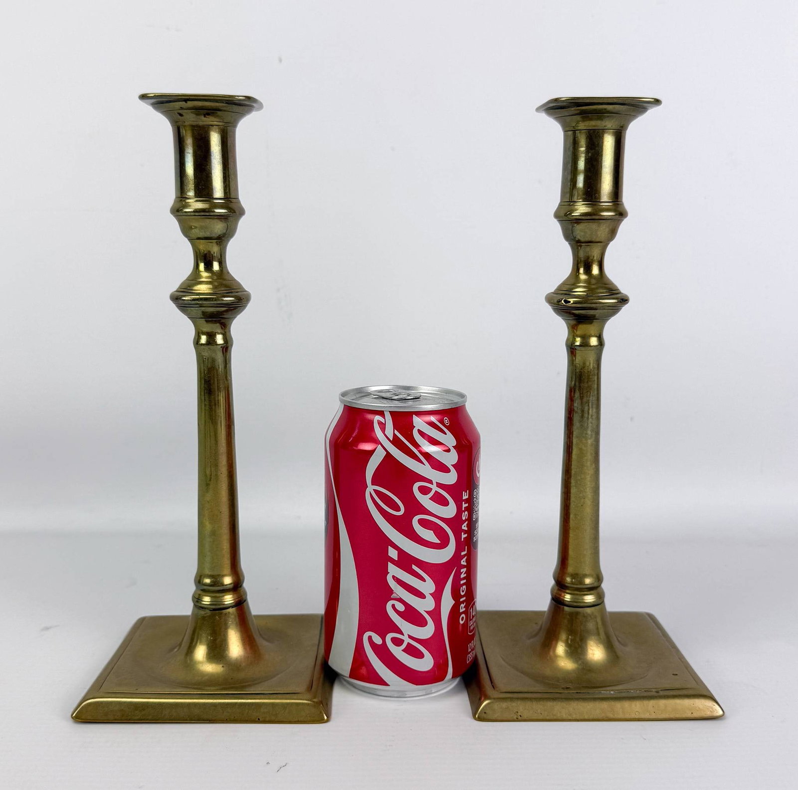 Pair Antique 18thC Brass Candlesticks - 2