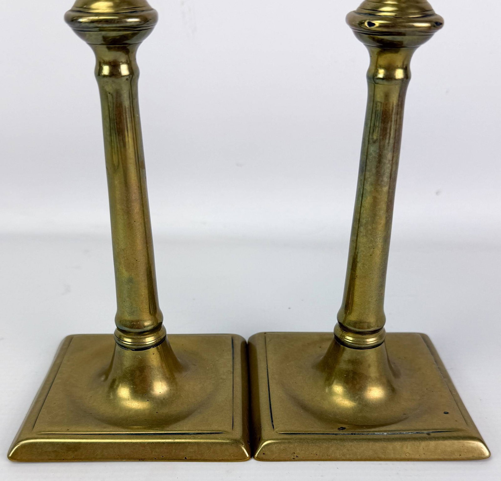 Pair Antique 18thC Brass Candlesticks - 3