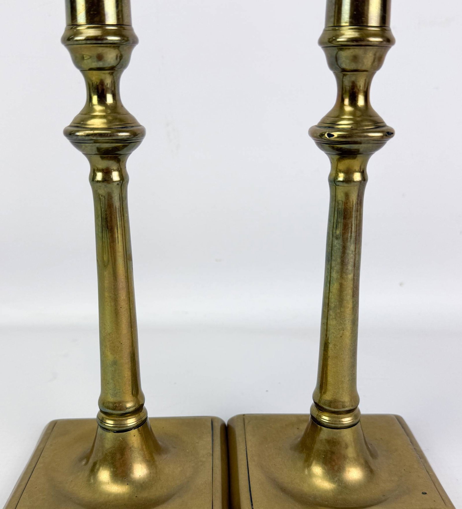 Pair Antique 18thC Brass Candlesticks - 4
