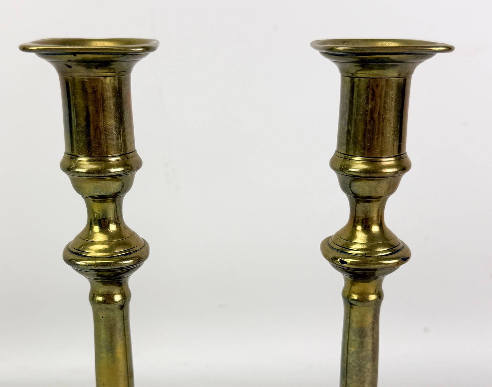 Pair Antique 18thC Brass Candlesticks - 5