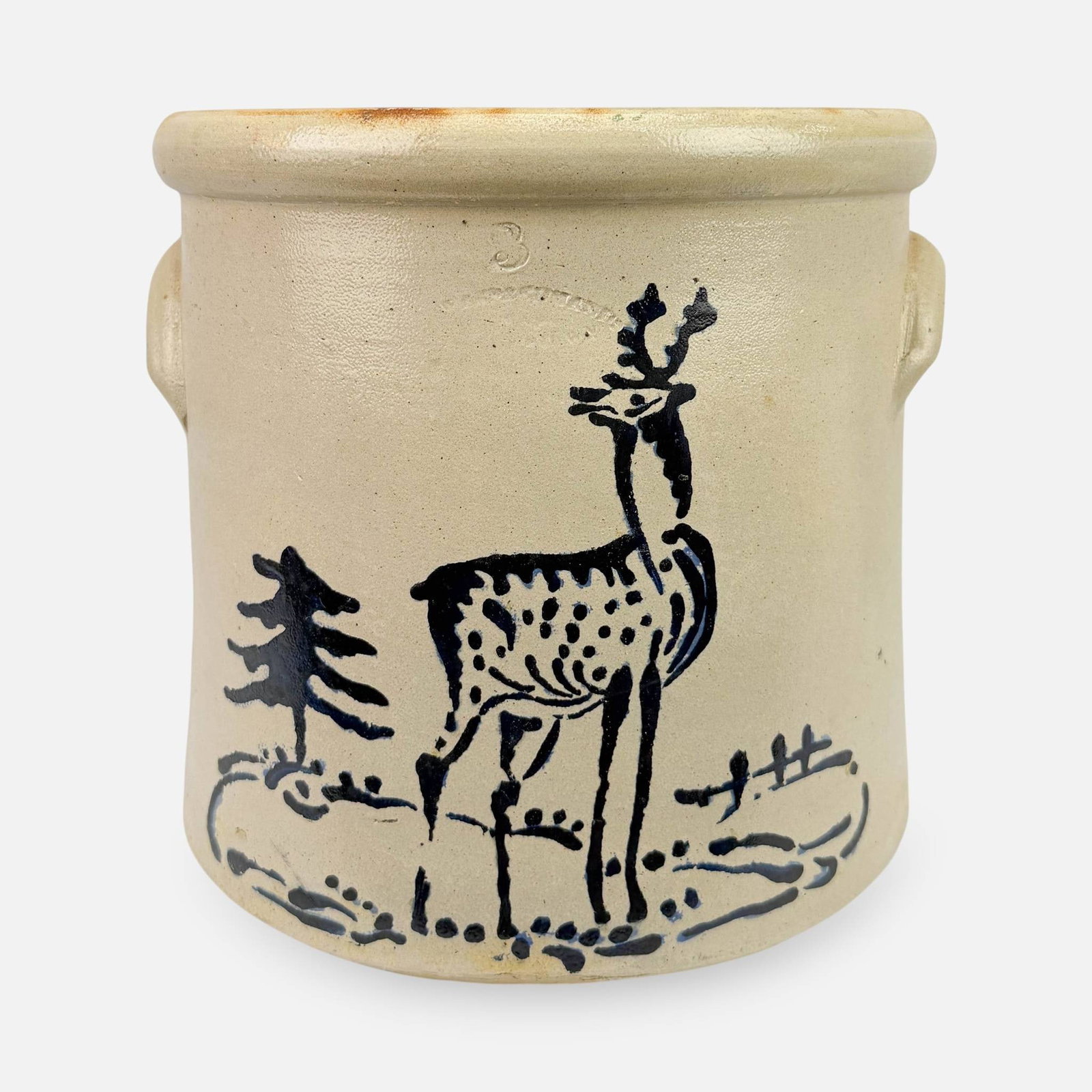 Edmands & Co. 3 Gallon Stoneware Crock w/Cobalt Deer Decoration (1 of 12)