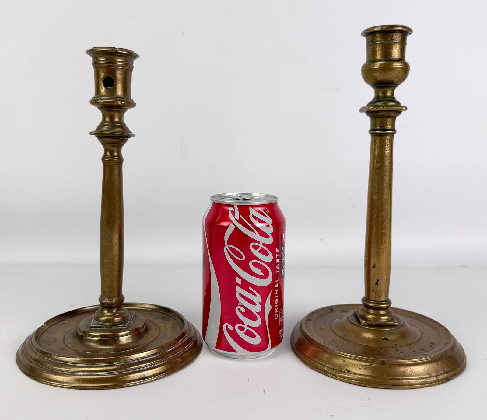 Two Antique 16th/17thC Brass Candlesticks - 2