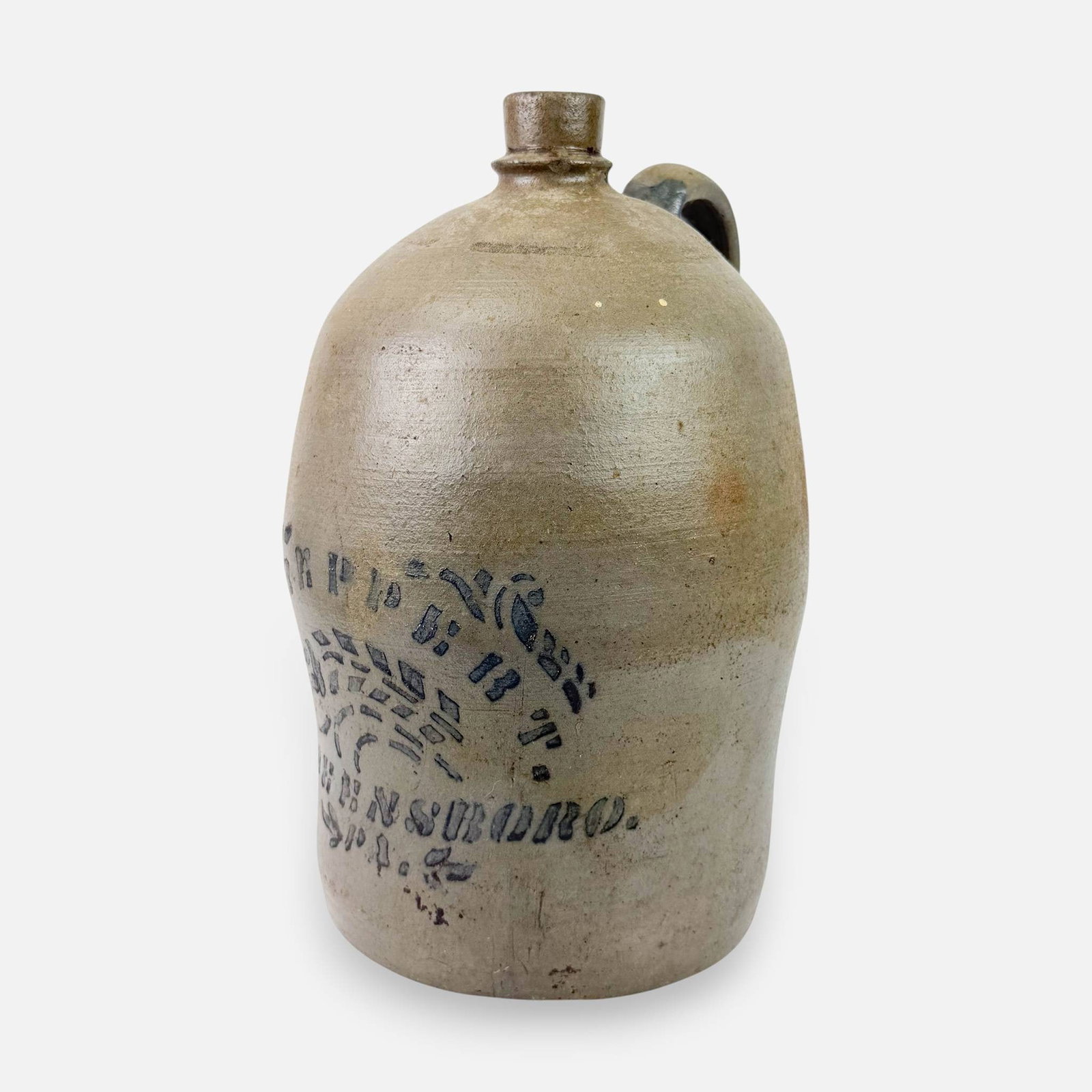T.F. Reppert, Greensboro, PA Stoneware Jug: Ca. late 19thC. See discoloration, loss to mouth of jug. For shipping, we highly recommend Donald Camden at UPS Store 4608. Alternatively, reach out to one of our preferred shippers listed at the