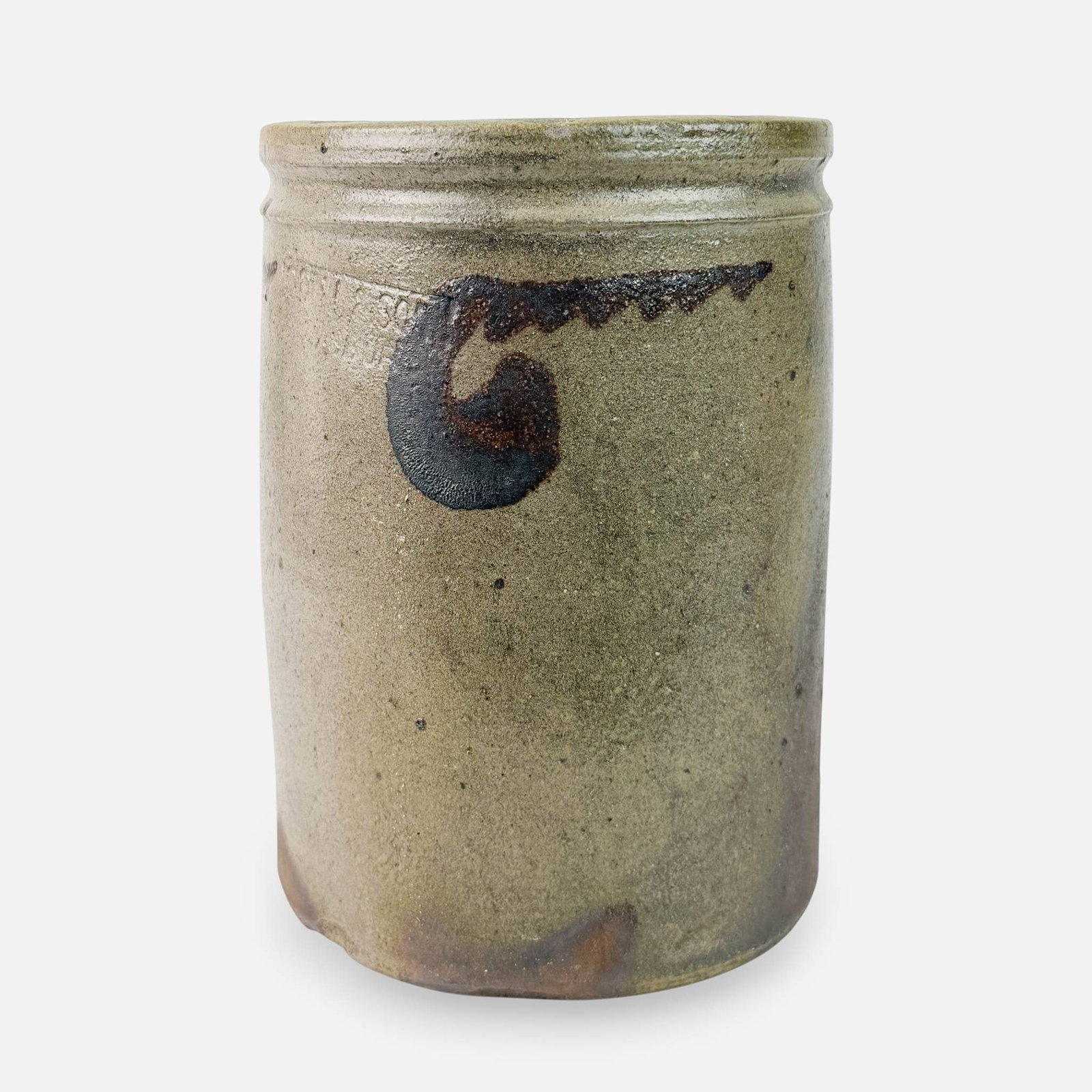 S. Bell & Sons Crock w/Manganese Swag Decoration: Ca. 19thC. See crack along rim. For shipping, we highly recommend Donald Camden at UPS Store 4608. Alternatively, reach out to one of our preferred shippers listed at the link below or elect for