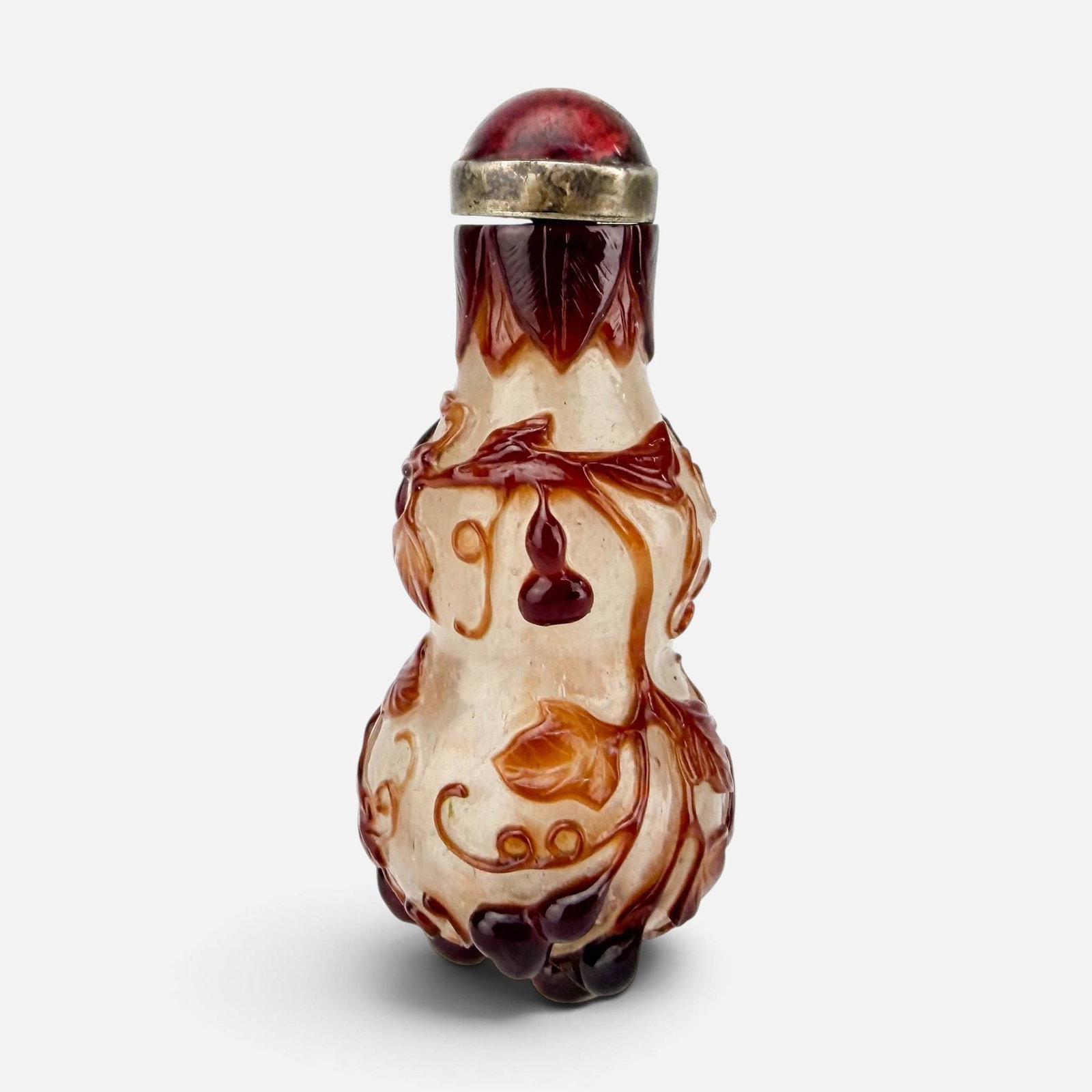 Antique Chinese Double Gourd Carved Overlay Glass Snuff Bottle: Ca. 19thC/early 20thC. Very good age-appropriate condition as shown. For shipping, we highly recommend Donald Camden at UPS Store 4608. Alternatively, reach out to one of our preferred shippers