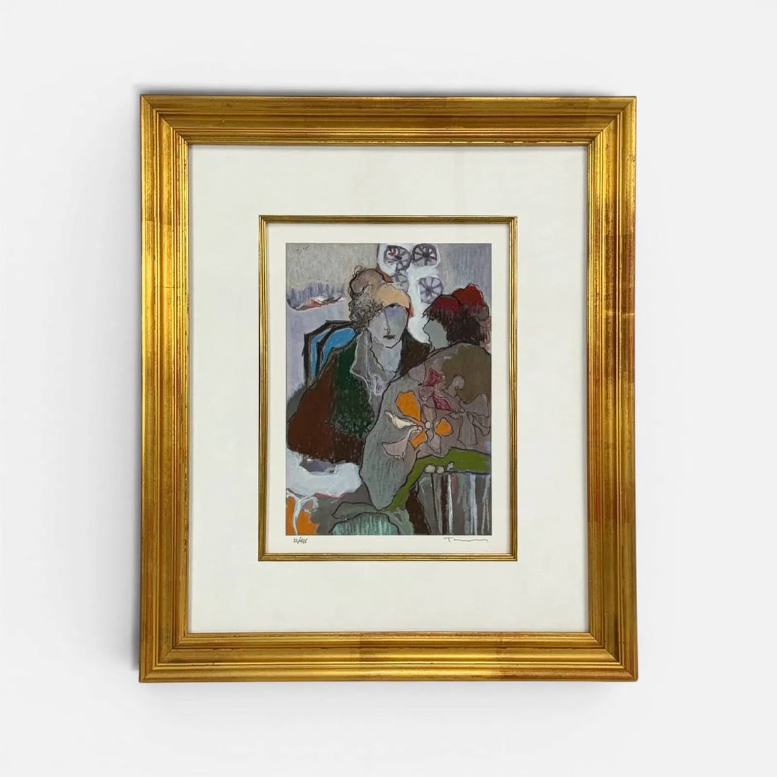 Itzchak Tarkay "Winter Afternoon" Signed Silkscreen Framed Print: Itzchak Tarkay (Serbian, 1935-2012), Winter Afternoon, serigraph, pencil signed and numbered #22/475. Approx. plate size 11 3/4" x 8 1/4". For shipping, we highly recommend Donald Camden at UPS Store 