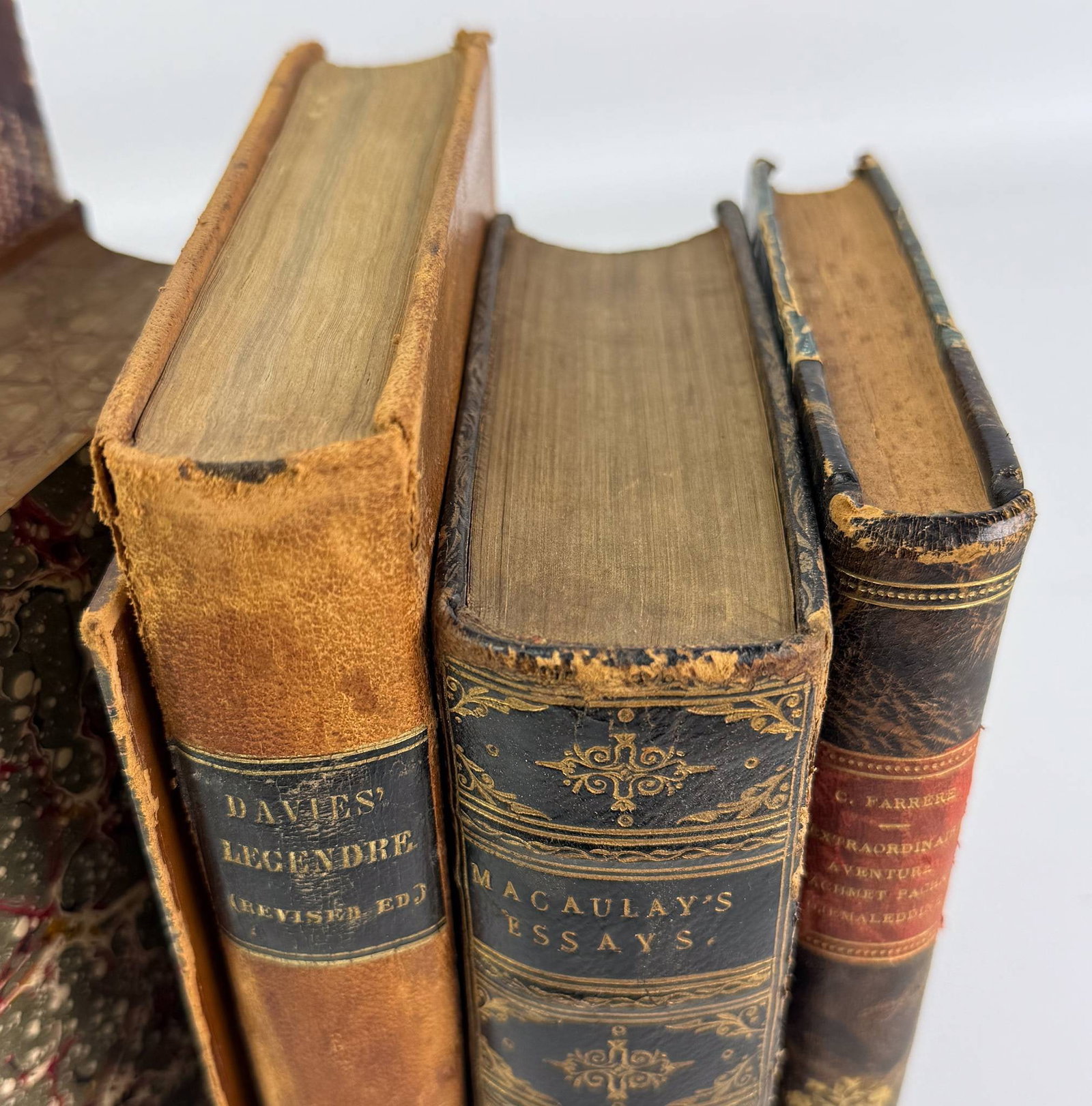 Five Antique Leather Bound Books - 10