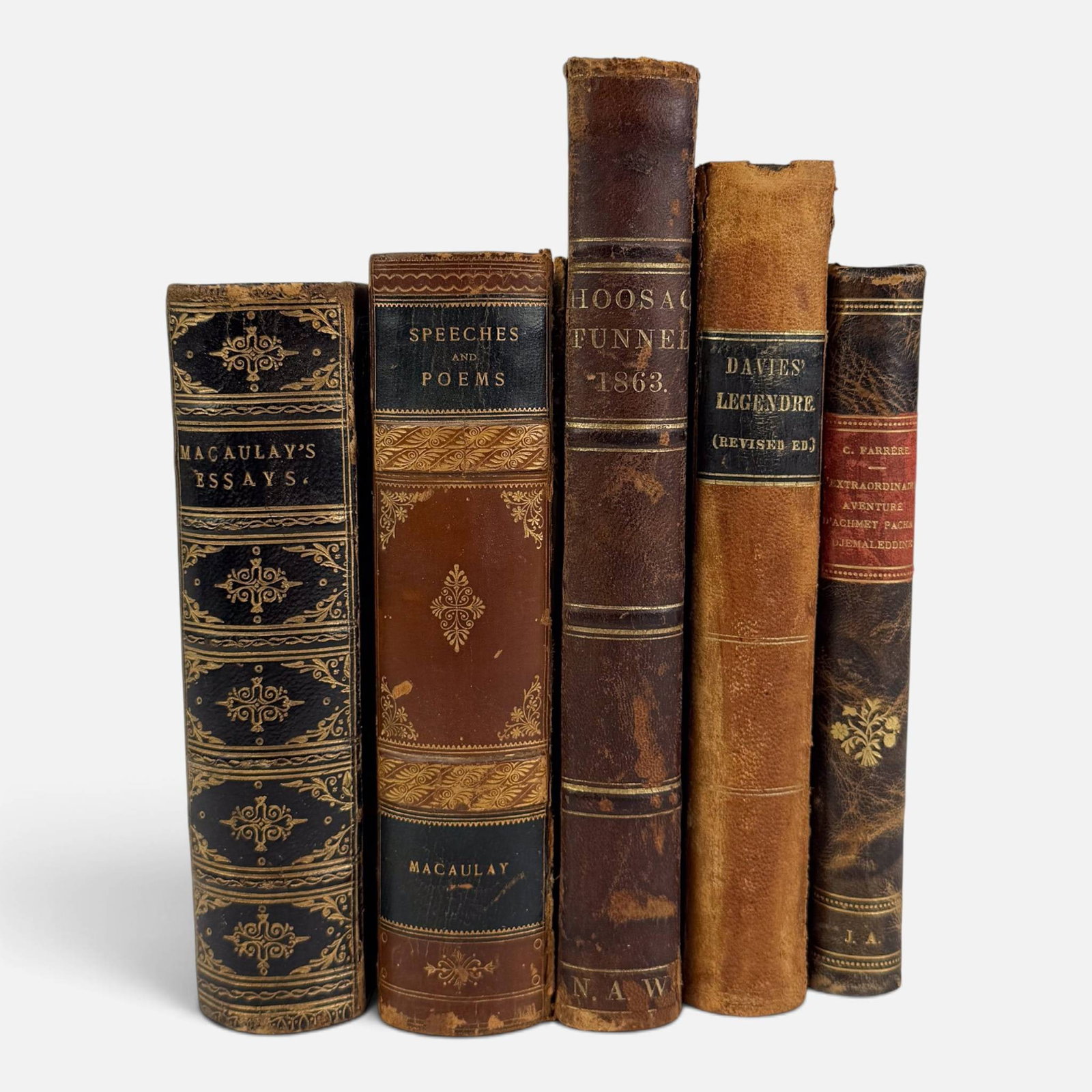 Five Antique Leather Bound Books (1 of 10)