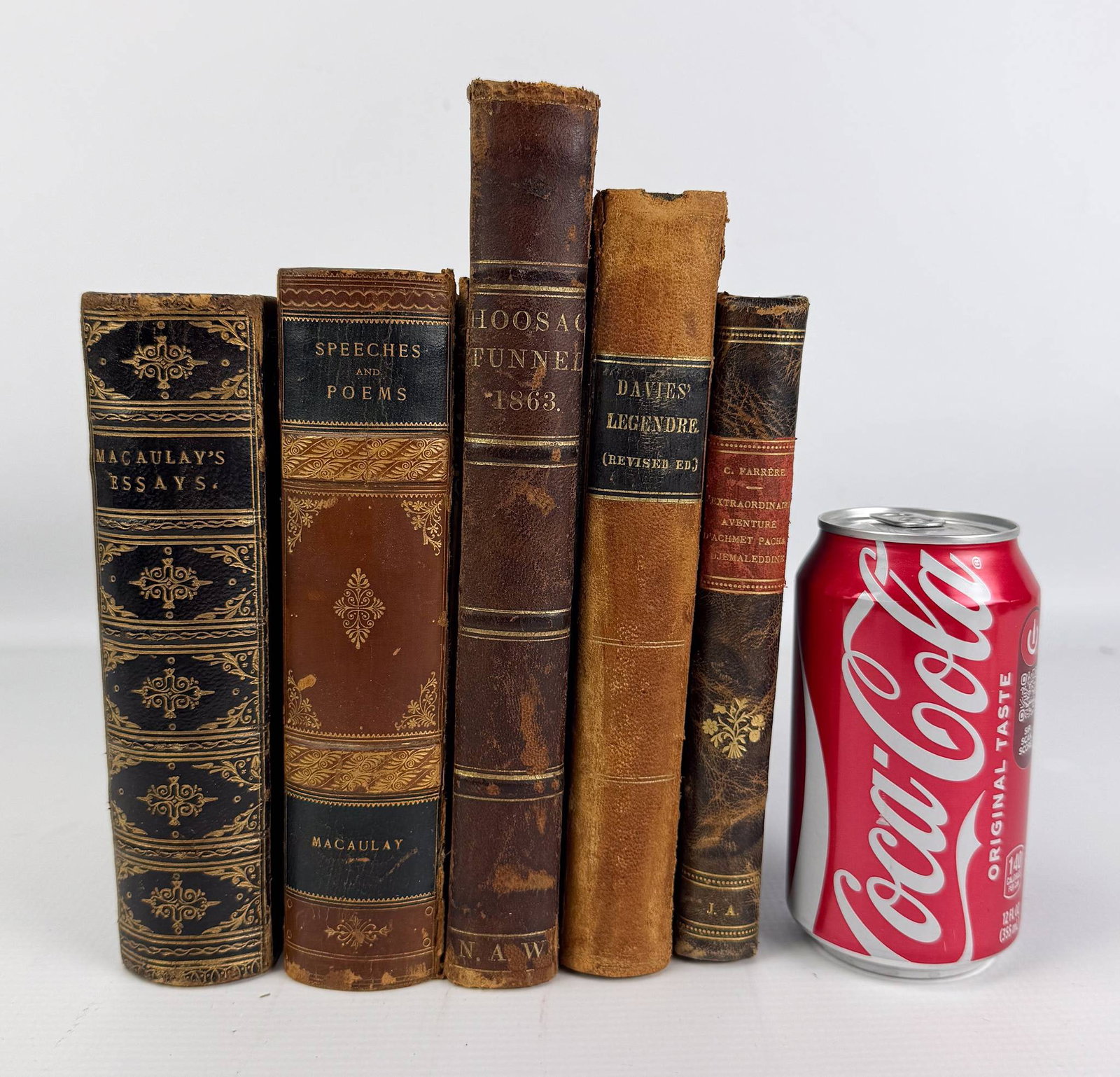 Five Antique Leather Bound Books - 2
