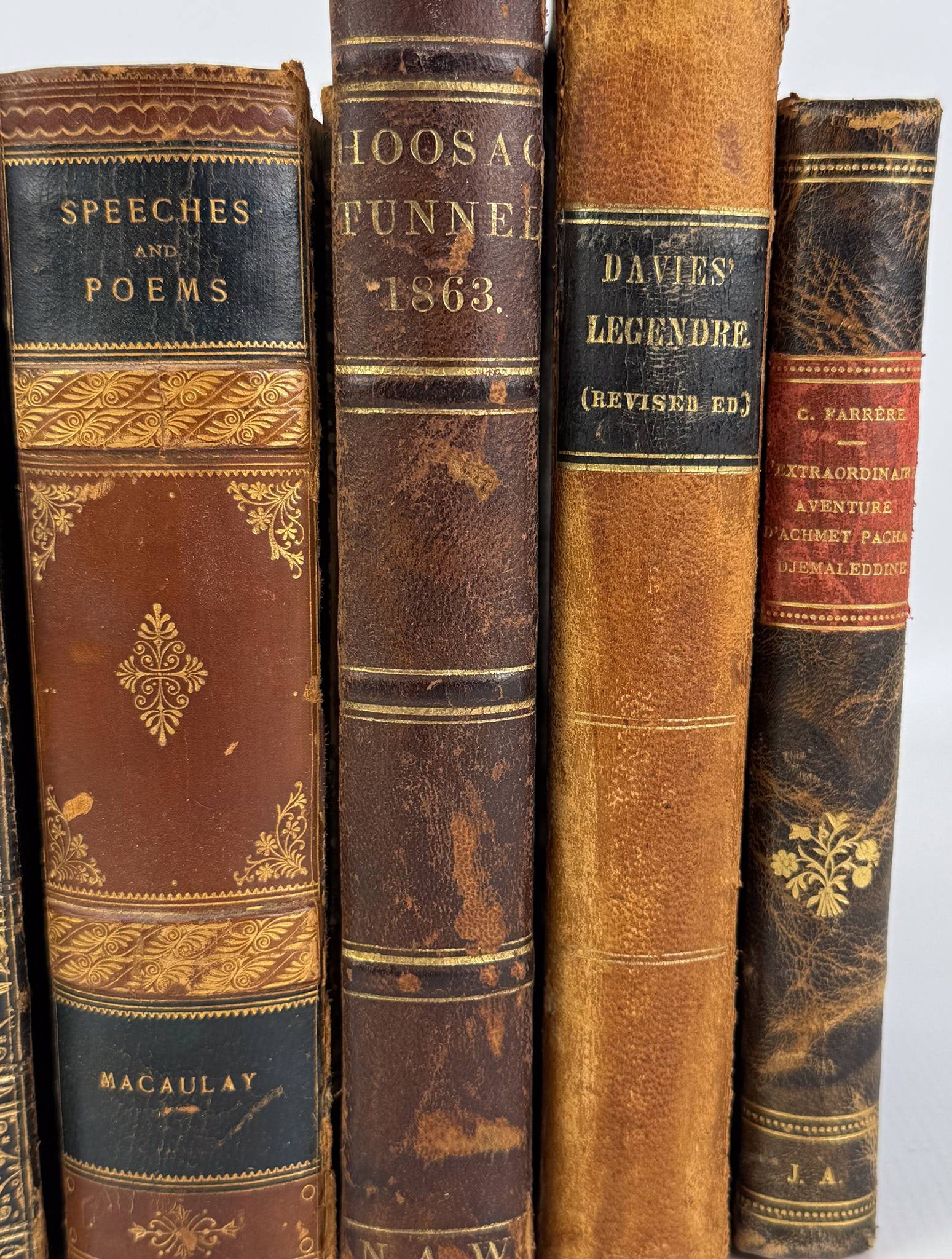 Five Antique Leather Bound Books - 4