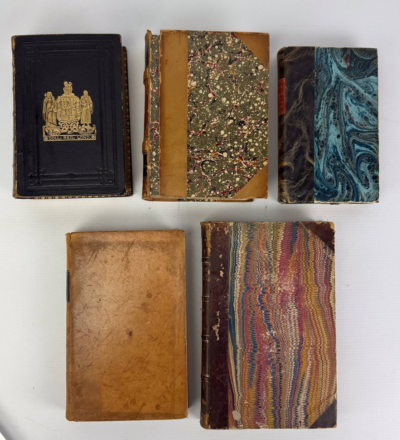Five Antique Leather Bound Books - 5
