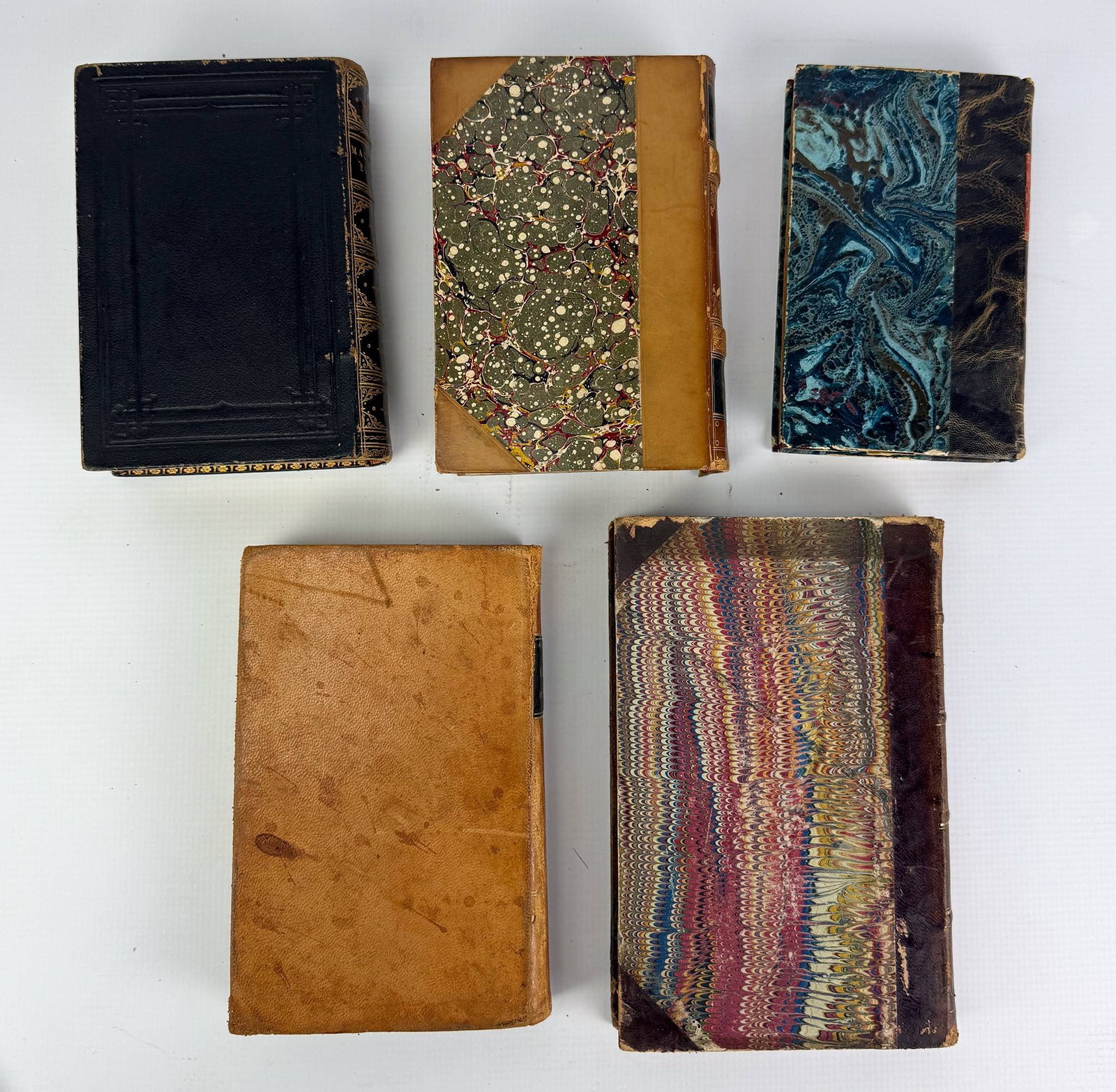 Five Antique Leather Bound Books - 6