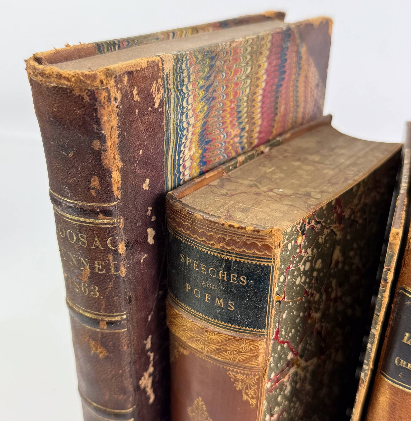 Five Antique Leather Bound Books - 9