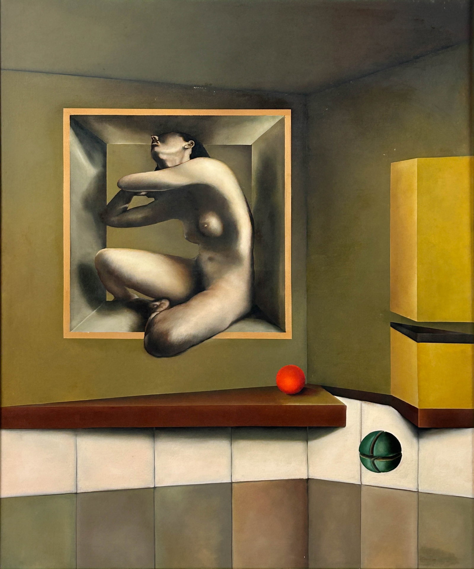 Tadeo Zavaleta Peruvian Surrealist Oil on Canvas Figurative Female Nude Painting: Signed "Tadeo" lower right as shown. Fine condition, maybe needs cleaning. Although dissimilar to his later and more mature surrealist paintings, this picture appears to be an early work, perhaps pain