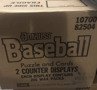 1988 Donruss baseball counter display case 432: 1988 Donruss baseball counter display case 432 packs/6480 cards. These 432 sealed packs are still in the original MFG case. Rookie cards of Alomar and Glavine (HOF's), Grace and Caminiti. HOF'ers